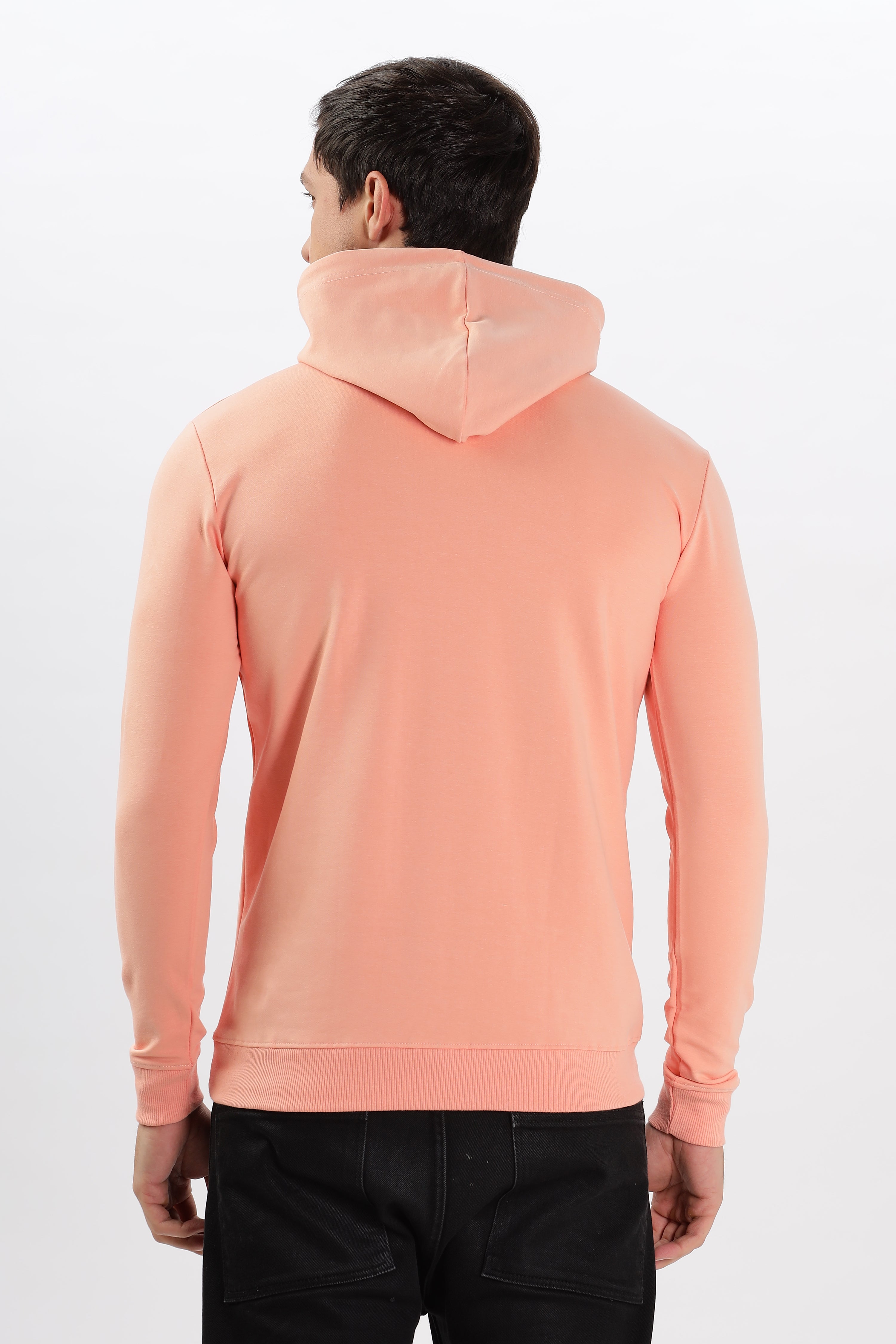 Color Hunt Men's Peach Pink Full Sleeve Regular Fit Hoodie