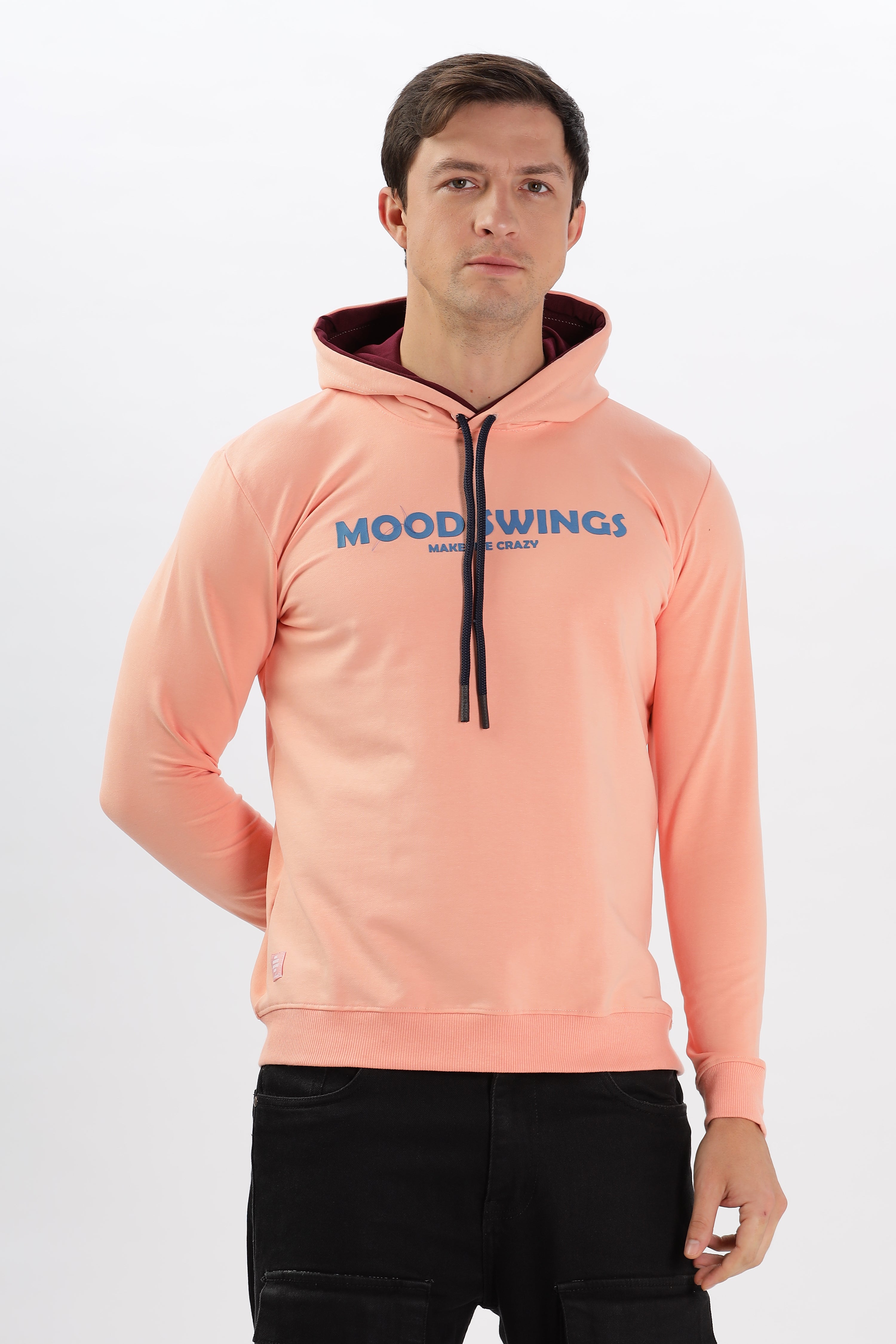 Color Hunt Men's Peach Pink Full Sleeve Regular Fit Hoodie