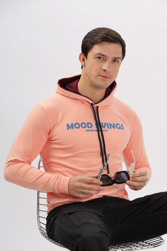 Color Hunt Men's Peach Pink Full Sleeve Regular Fit Hoodie - Colorhunt