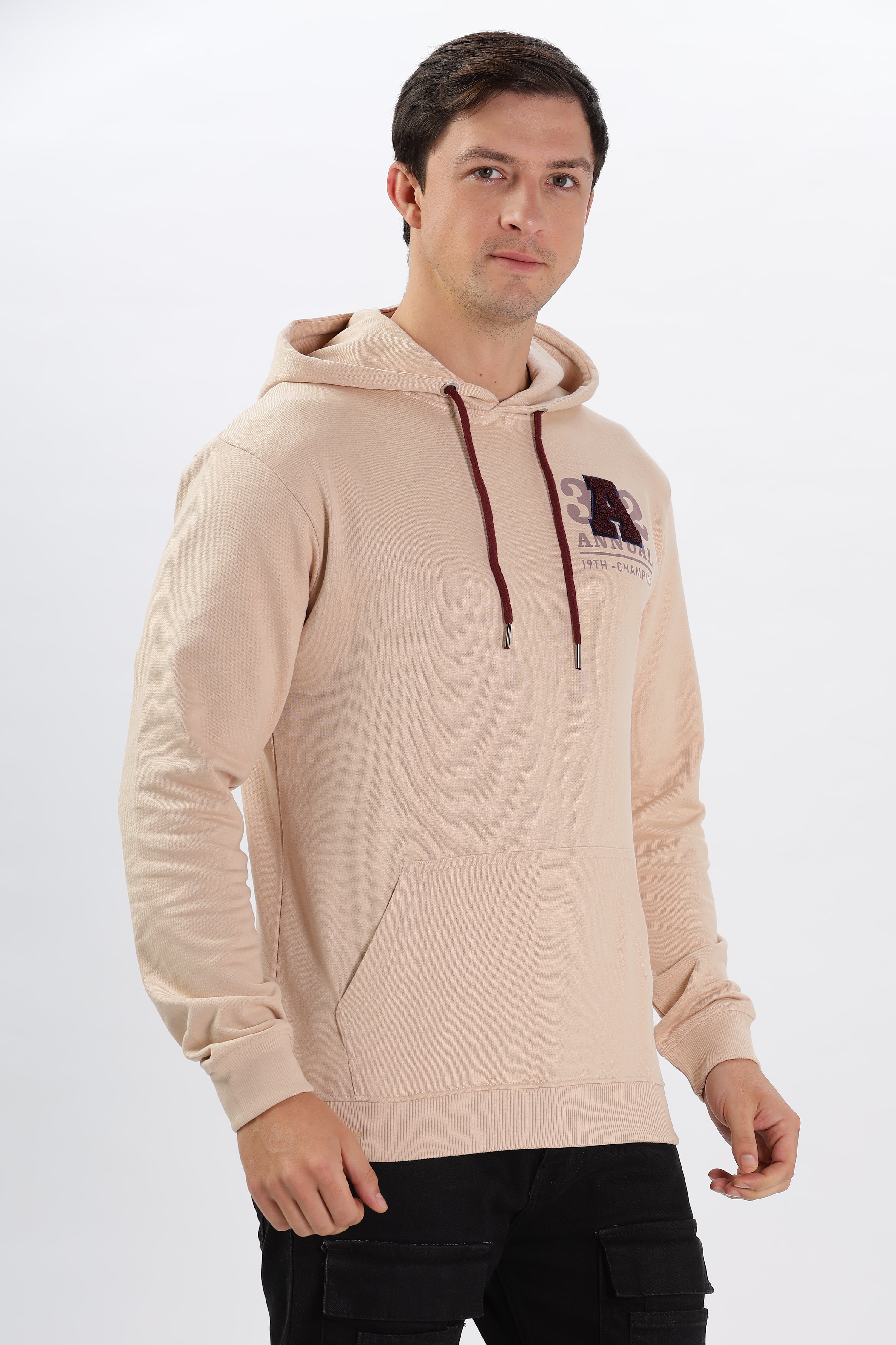 Color Hunt Men's Peach Pink Full Sleeve Regular Fit Hoodie