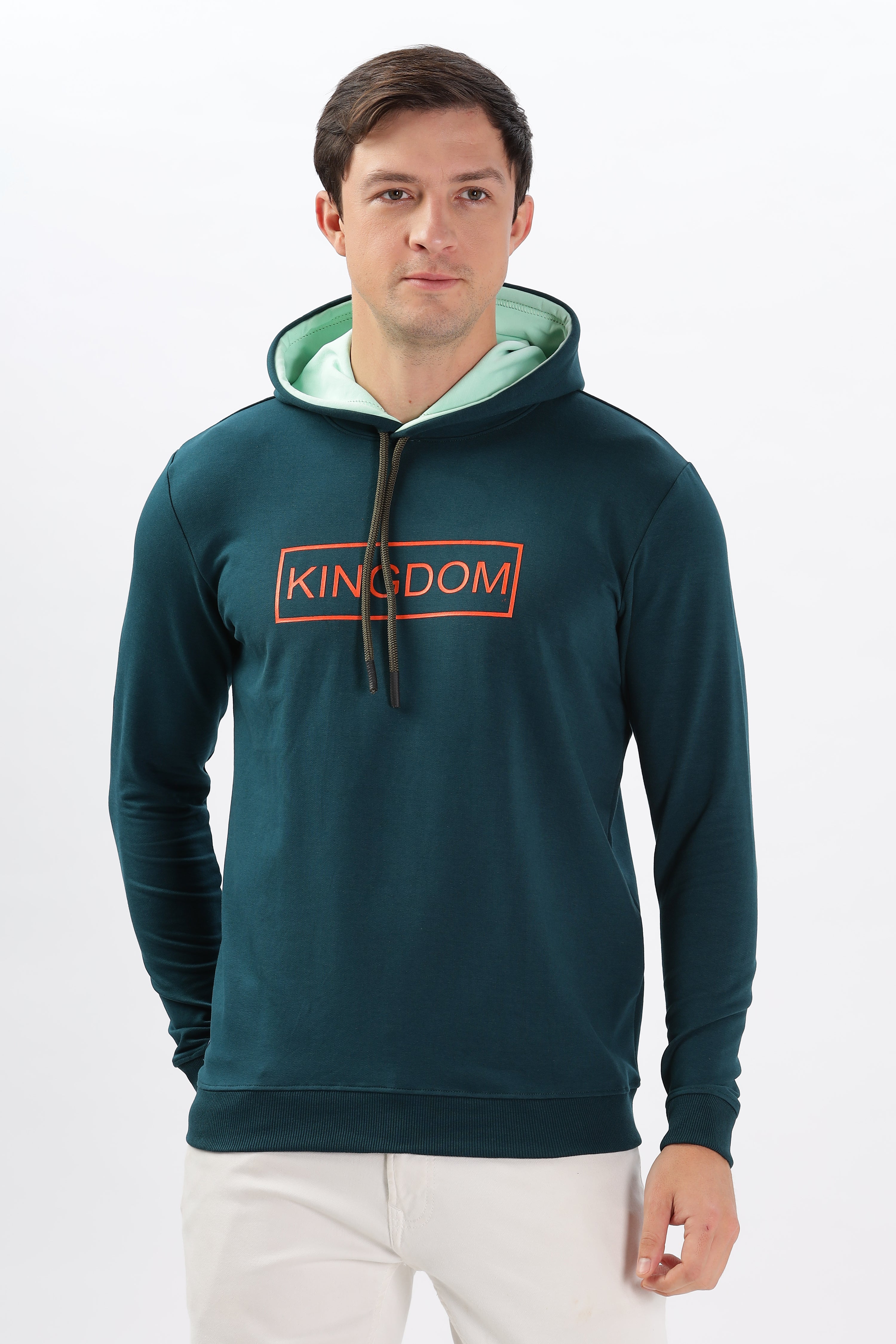 Color Hunt Men's Teal Full Sleeve Regular Fit Hoodie