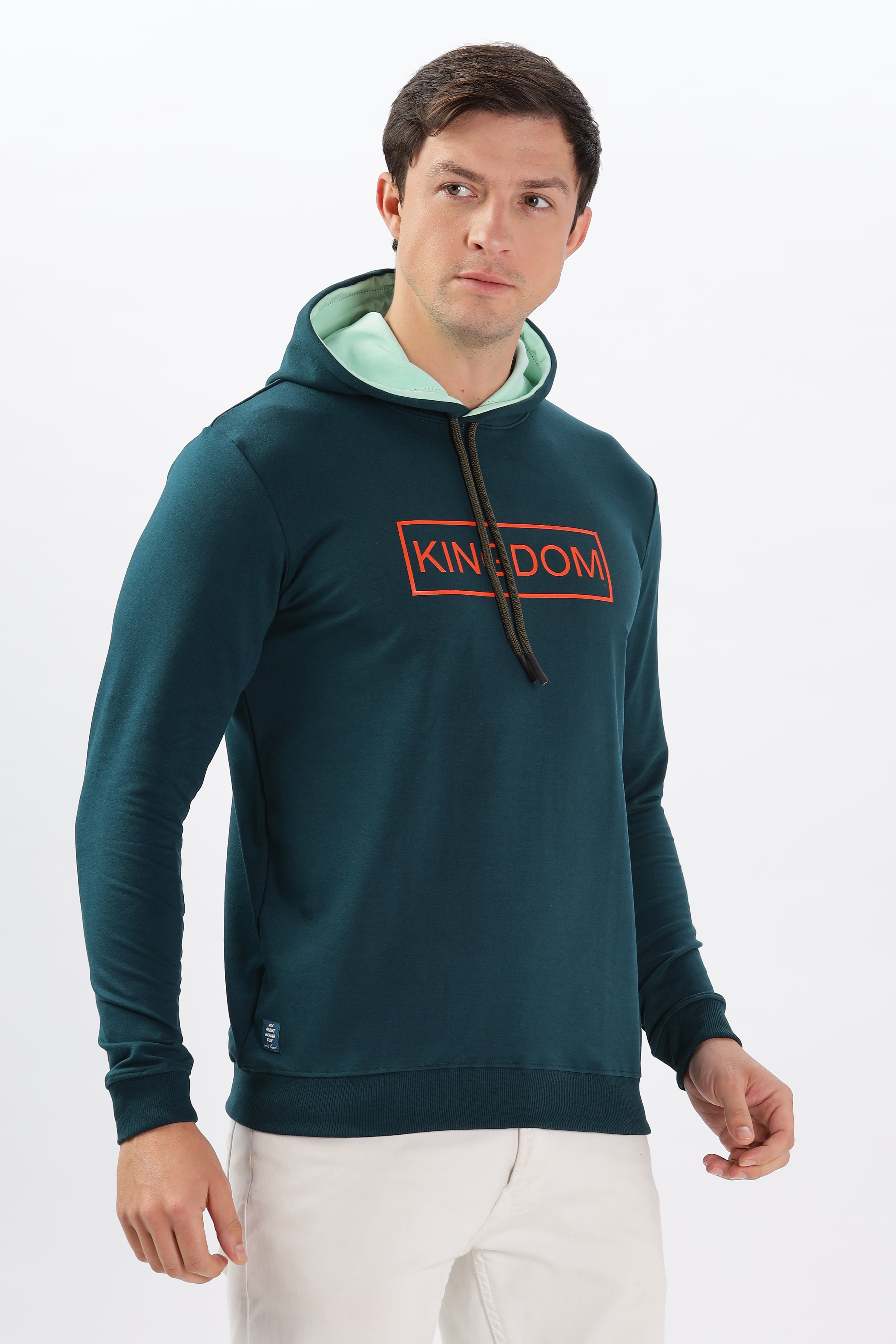 Color Hunt Men's Teal Full Sleeve Regular Fit Hoodie