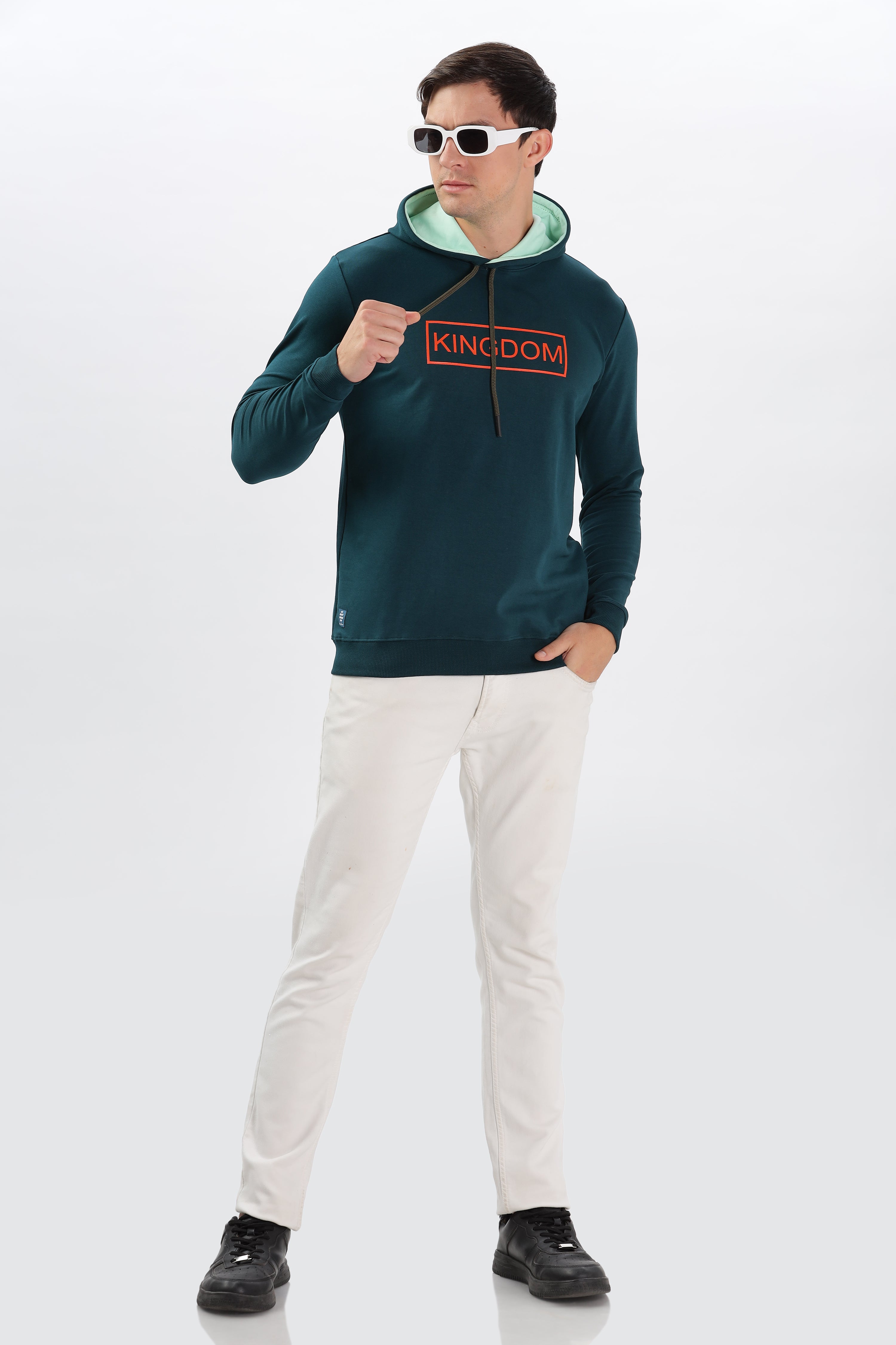 Color Hunt Men's Teal Full Sleeve Regular Fit Hoodie