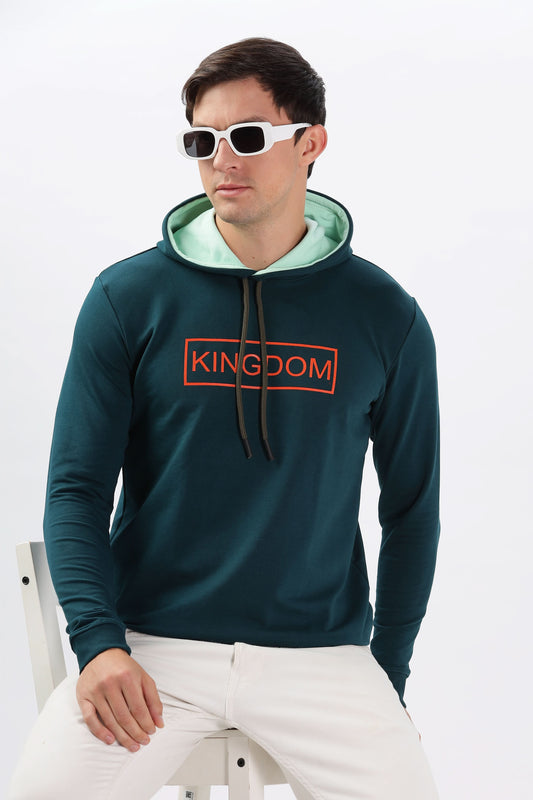 Color Hunt Men's Teal Full Sleeve Regular Fit Hoodie - Colorhunt