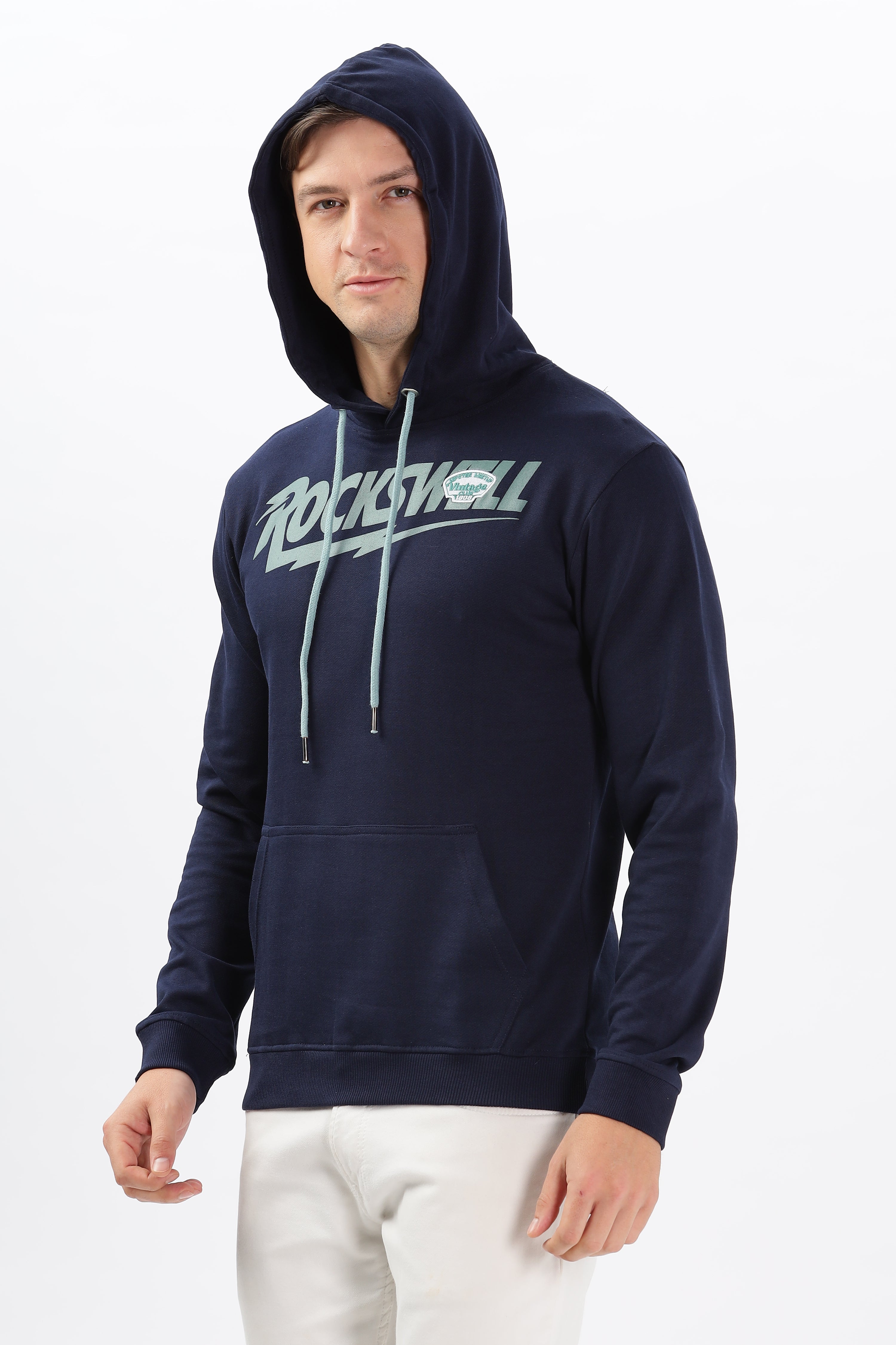 Color Hunt Men's Navy Full Sleeve Regular Fit Hoodie