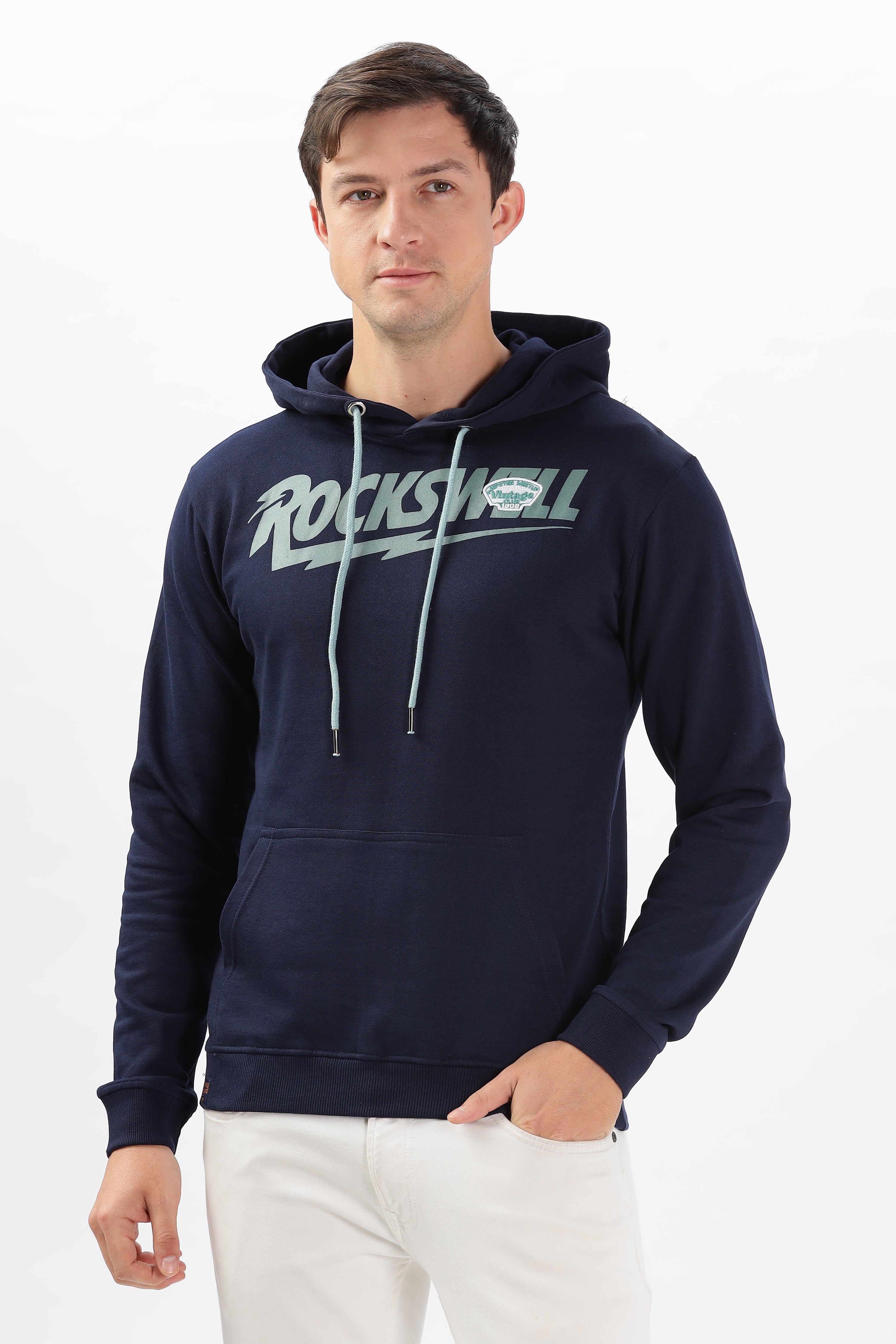 Color Hunt Men's Navy Full Sleeve Regular Fit Hoodie