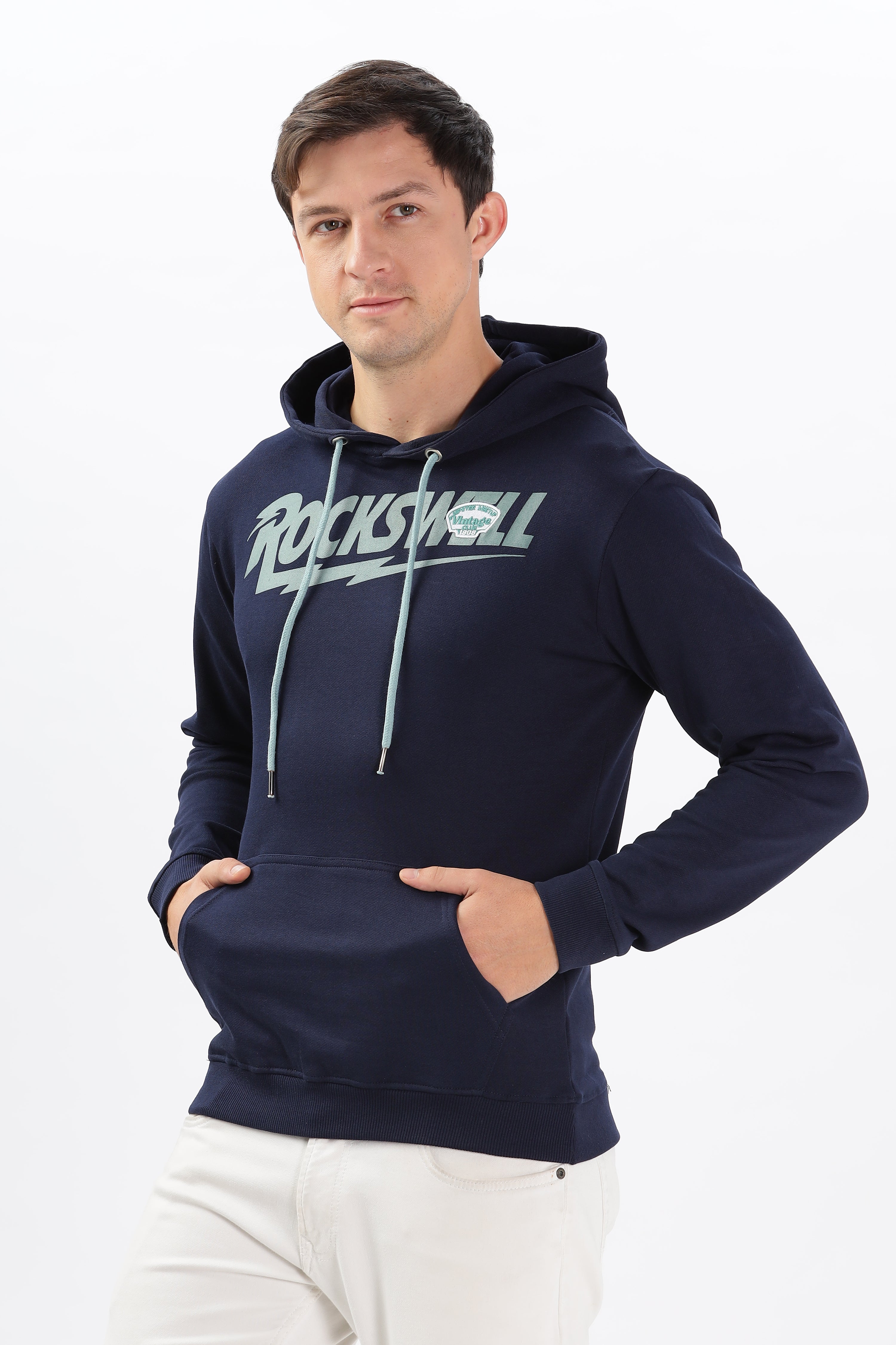 Color Hunt Men's Navy Full Sleeve Regular Fit Hoodie