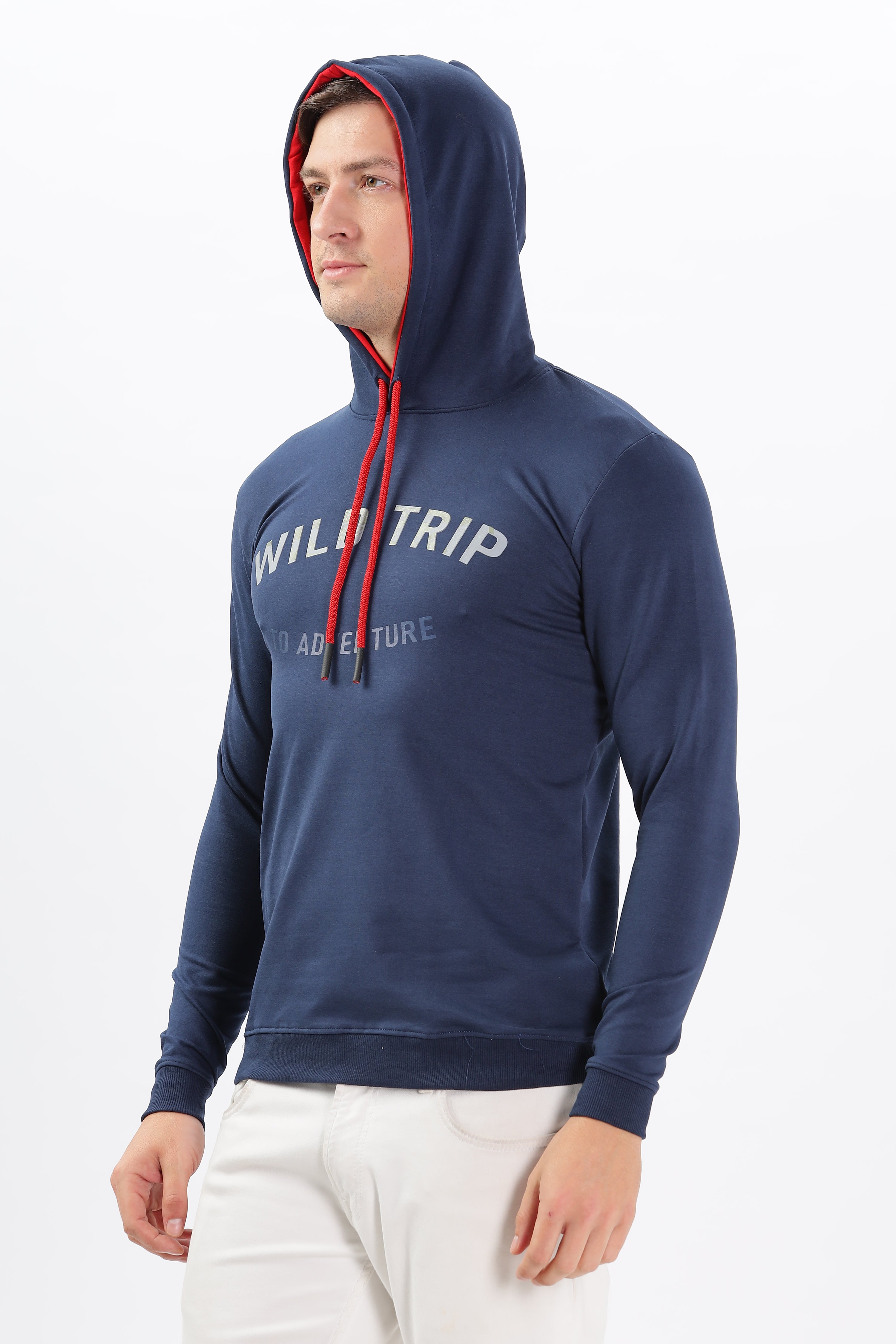 Color Hunt Men's Navy Full Sleeve Regular Fit Hoodie