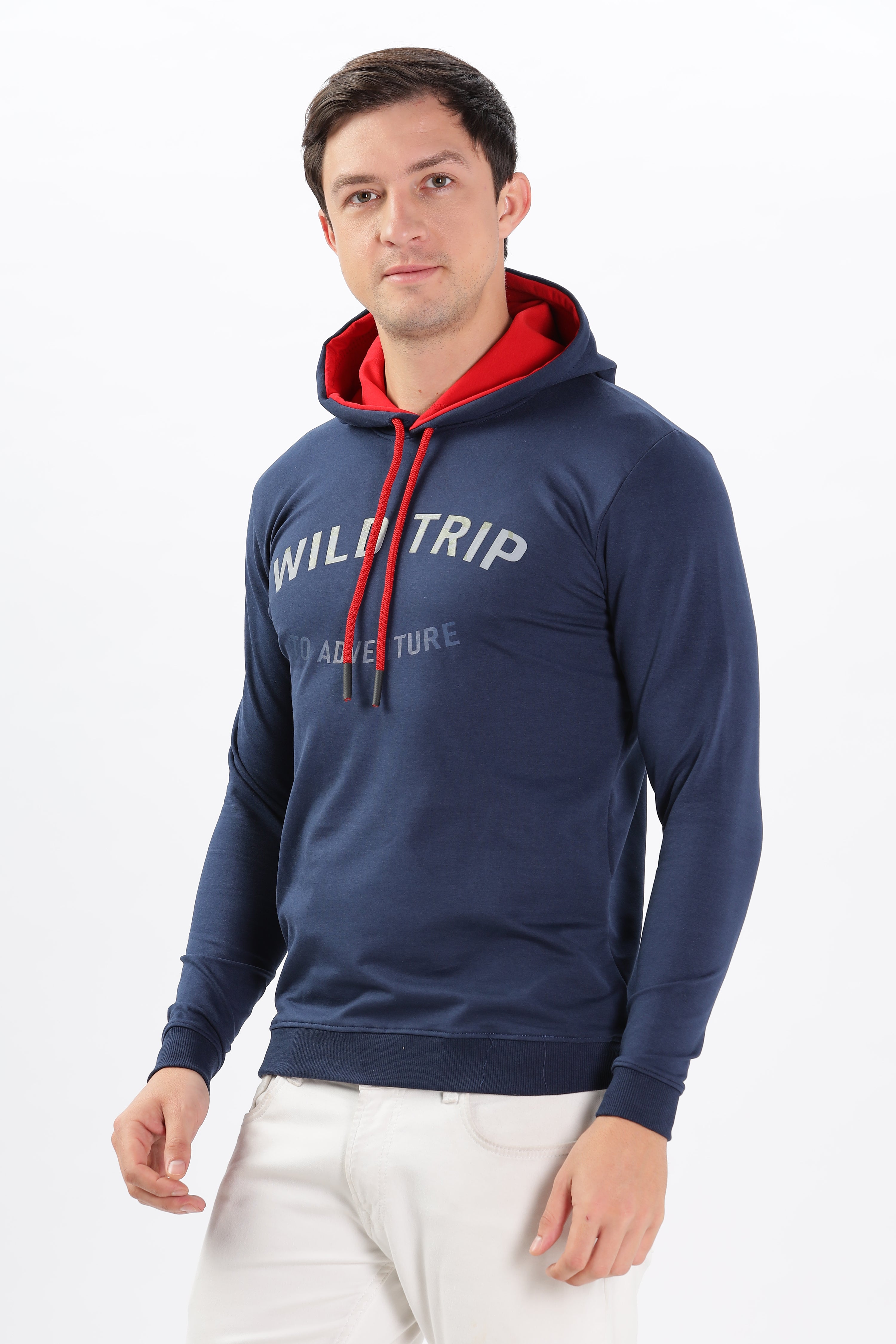 Color Hunt Men's Navy Full Sleeve Regular Fit Hoodie