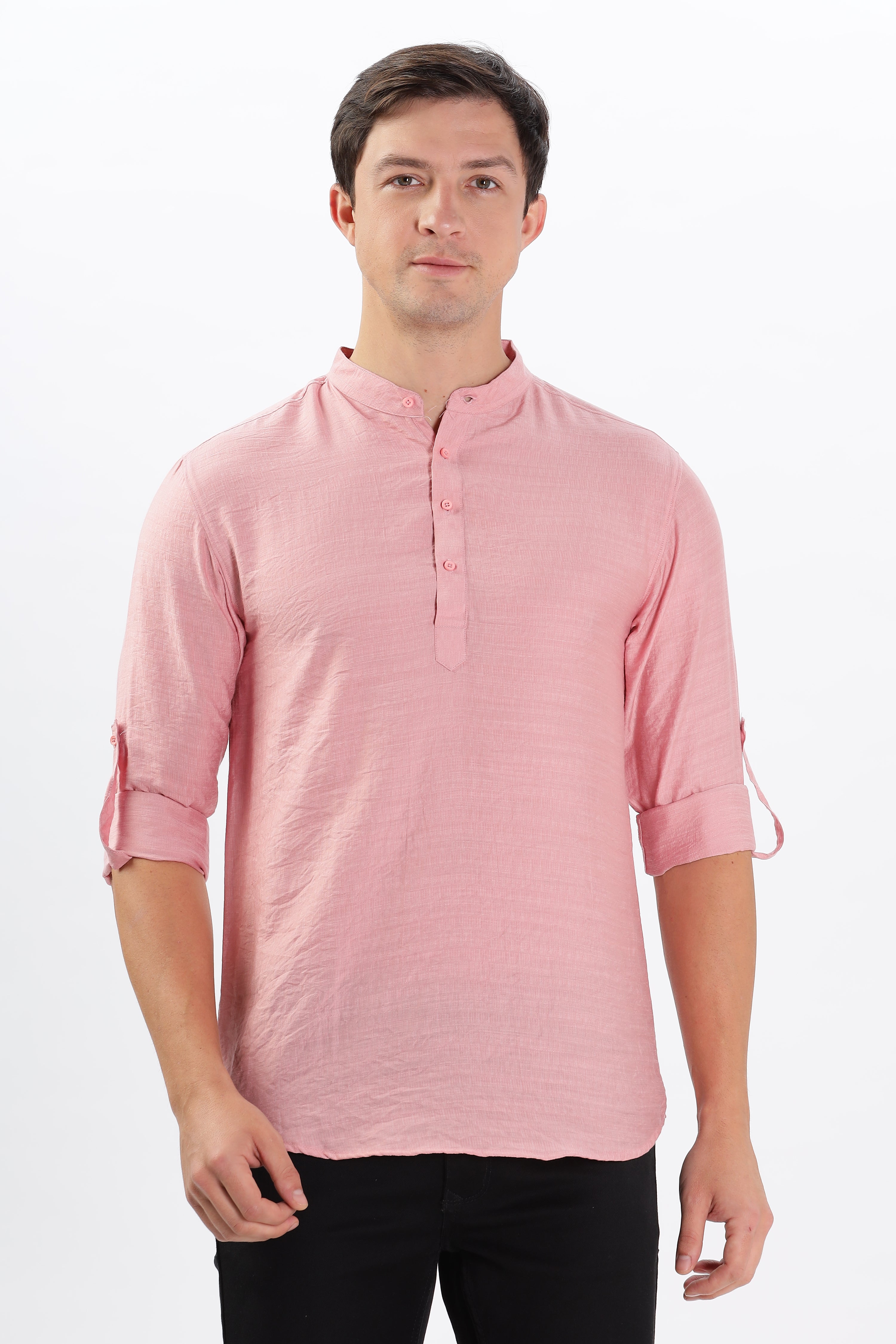 Color Hunt Men's Pink Full Sleeve Regular Fit Kurta