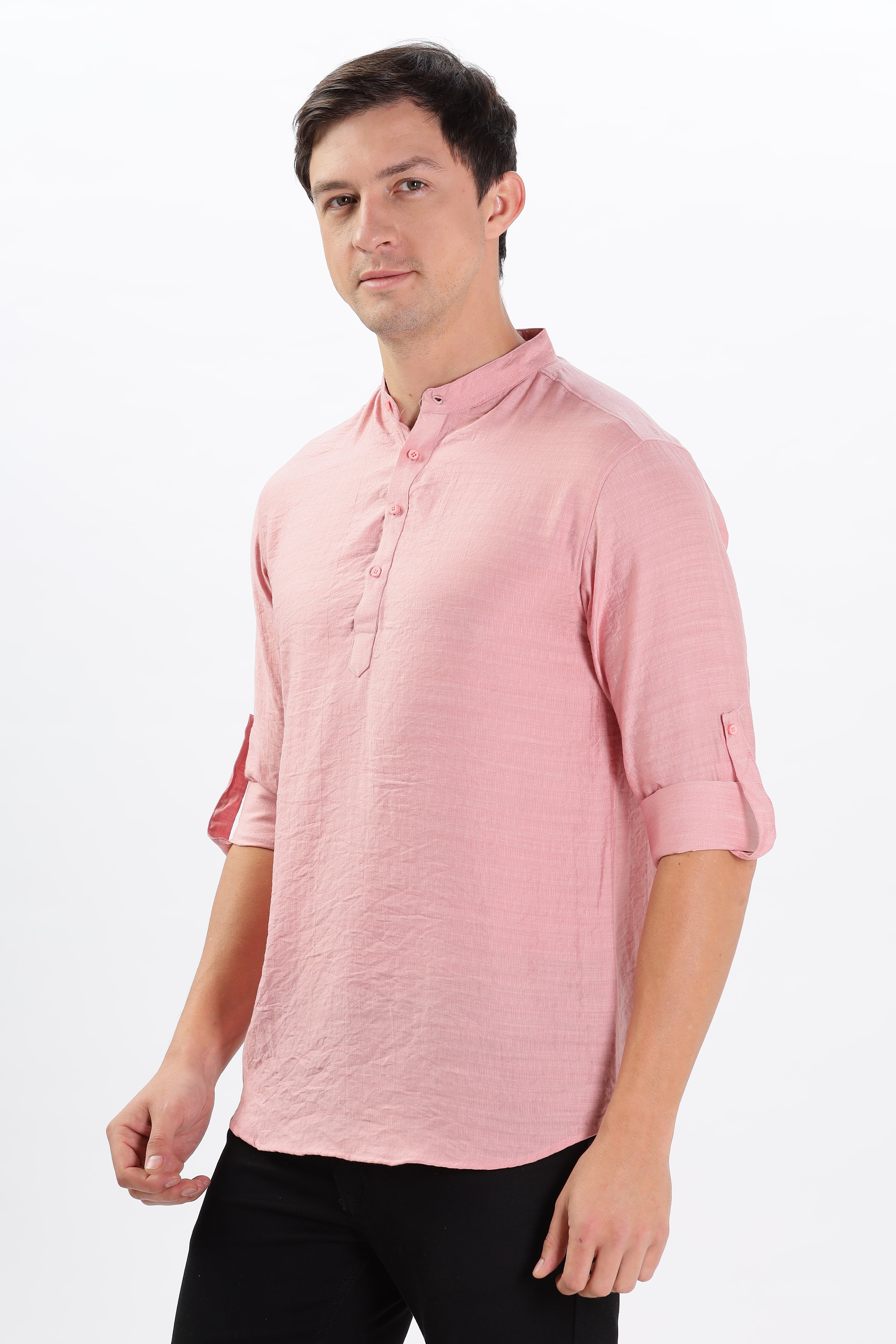 Color Hunt Men's Pink Full Sleeve Regular Fit Kurta