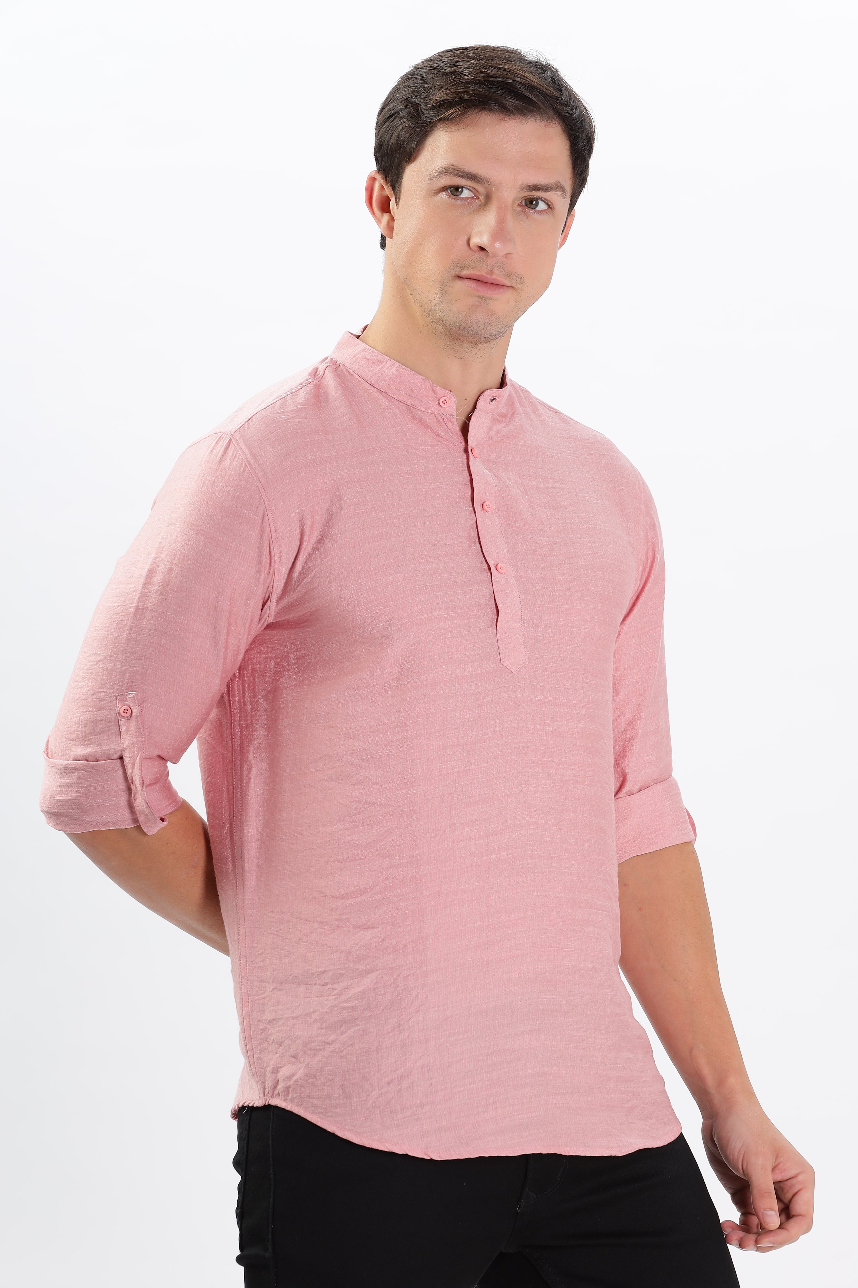 Color Hunt Men's Pink Full Sleeve Regular Fit Kurta