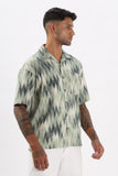 Color Hunt Men's Green Half Sleeve Oversize Oversize Shirt