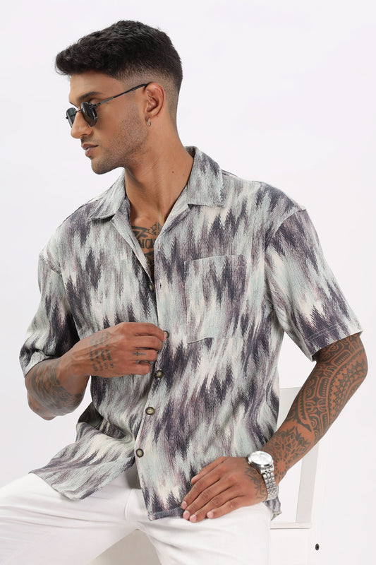 Color Hunt Men's Purple Half Sleeve Oversize Oversize Shirt - Colorhunt