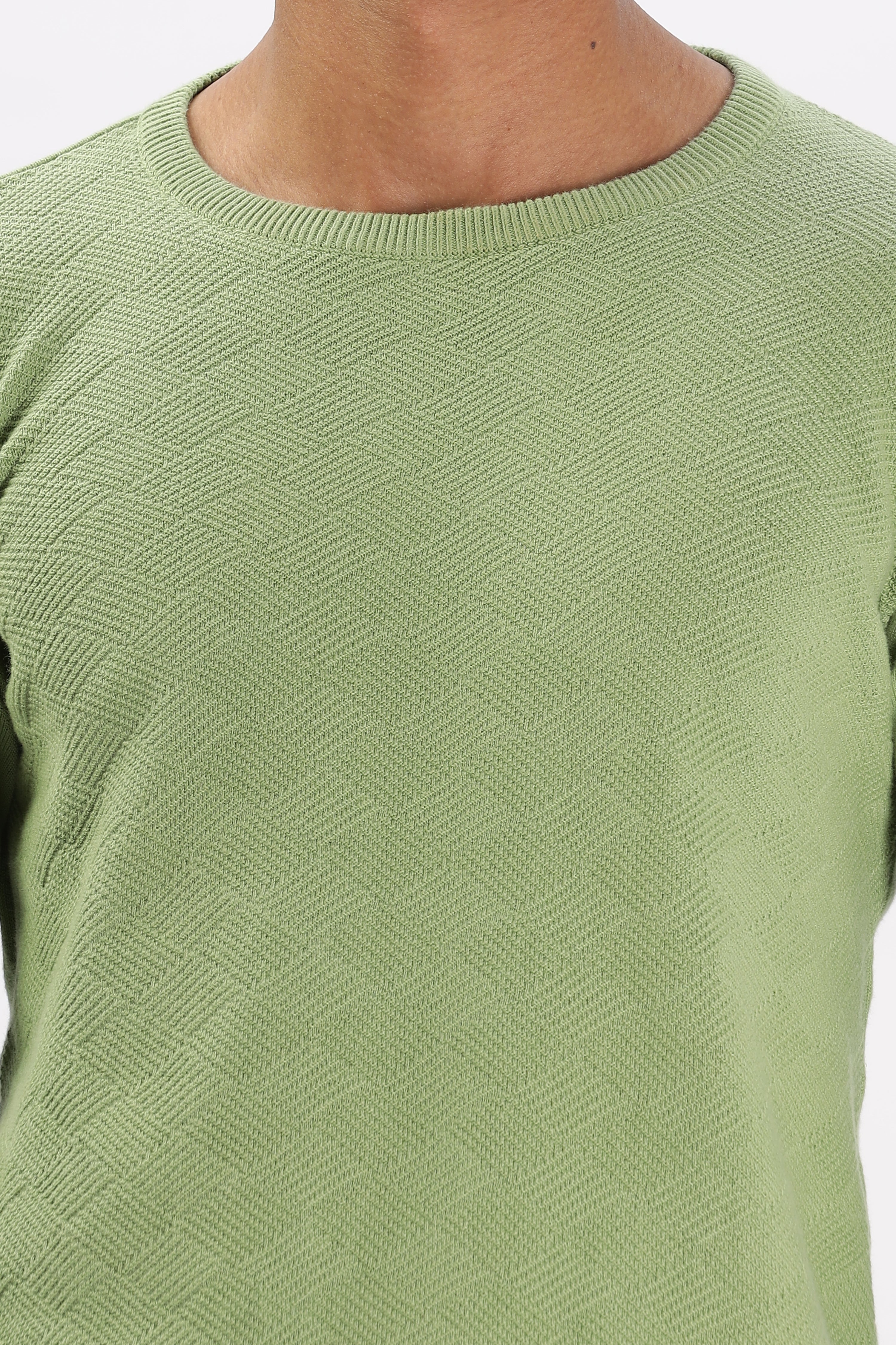 Color Hunt Men's Green Full Sleeve Regular Fit Flat Knit