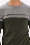 Color Hunt Men's Grey-Olive Full Sleeve Regular Fit Flat Knit - Colorhunt