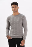 Color Hunt Men's Grey Full Sleeve Regular Fit Flat Knit