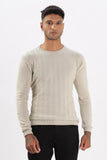 Color Hunt Men's Cream Full Sleeve Regular Fit Flat Knit - Colorhunt