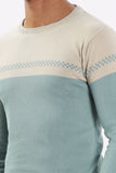 Color Hunt Men's Grey-Sea Green Full Sleeve Regular Fit Flat Knit - Colorhunt