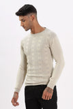 Color Hunt Men's Skin/Cream Full Sleeve Regular Fit Flat Knit - Colorhunt