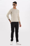 Color Hunt Men's Skin/Cream Full Sleeve Regular Fit Flat Knit