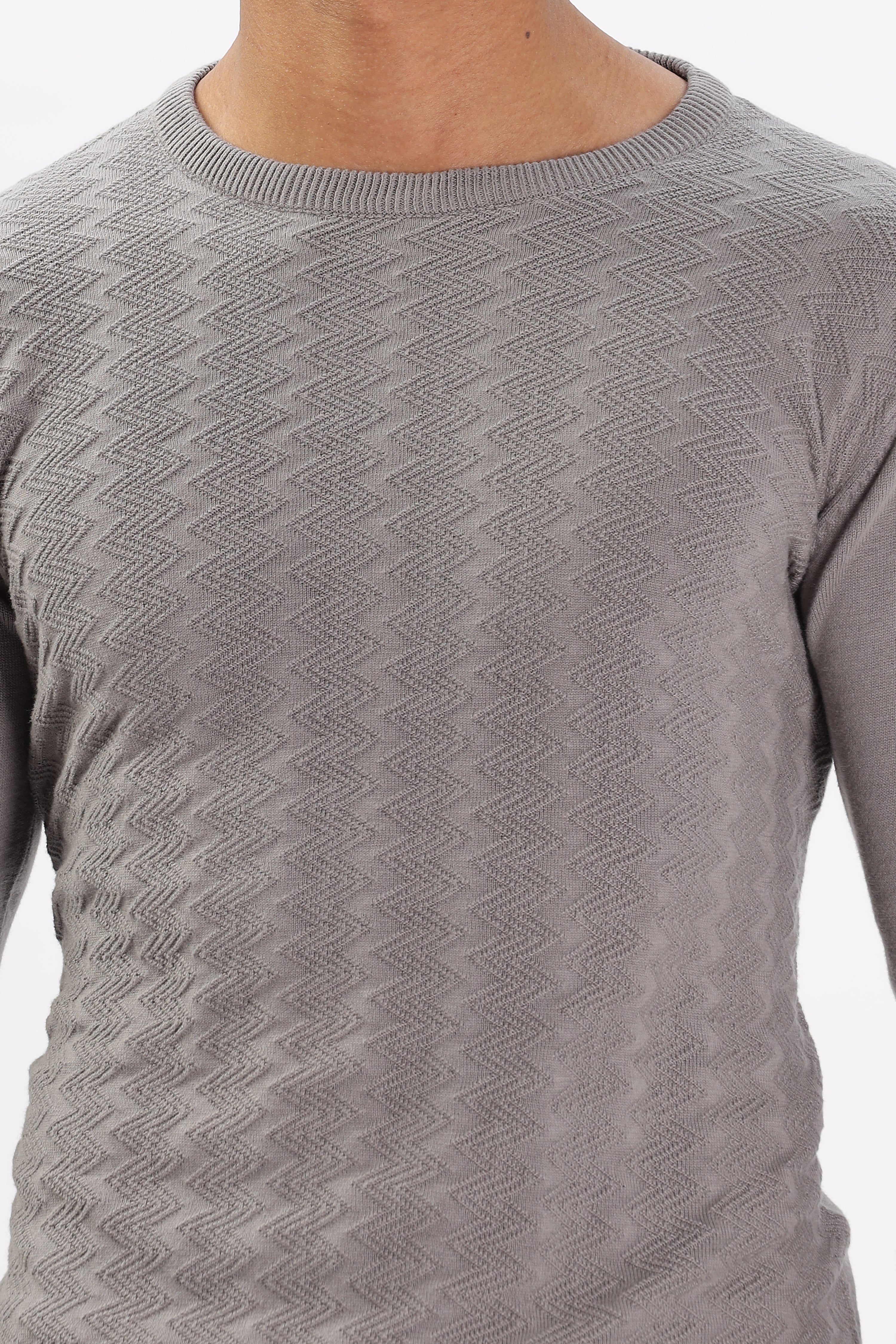 Color Hunt Men's Grey Full Sleeve Regular Fit Flat Knit