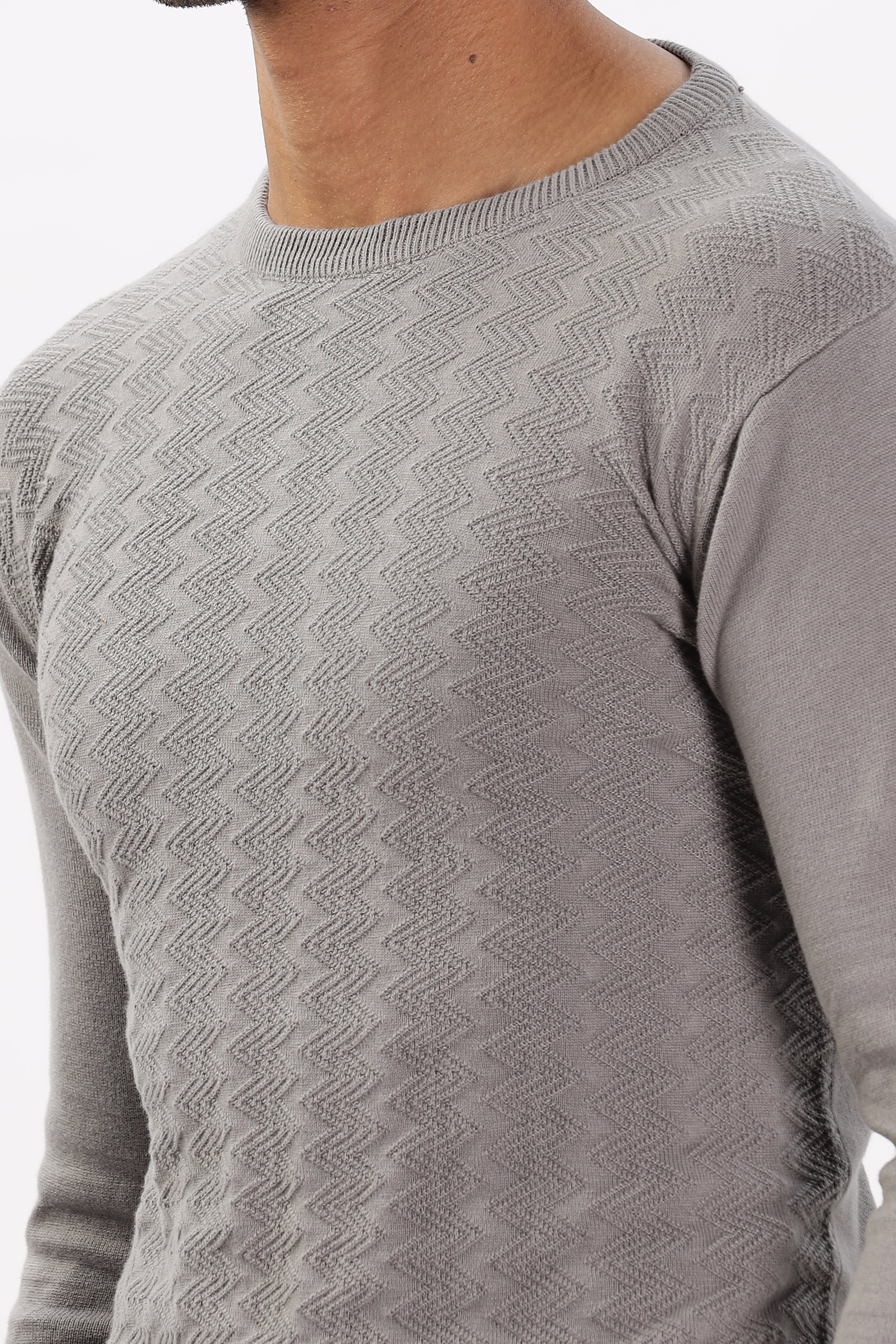 Color Hunt Men's Grey Full Sleeve Regular Fit Flat Knit