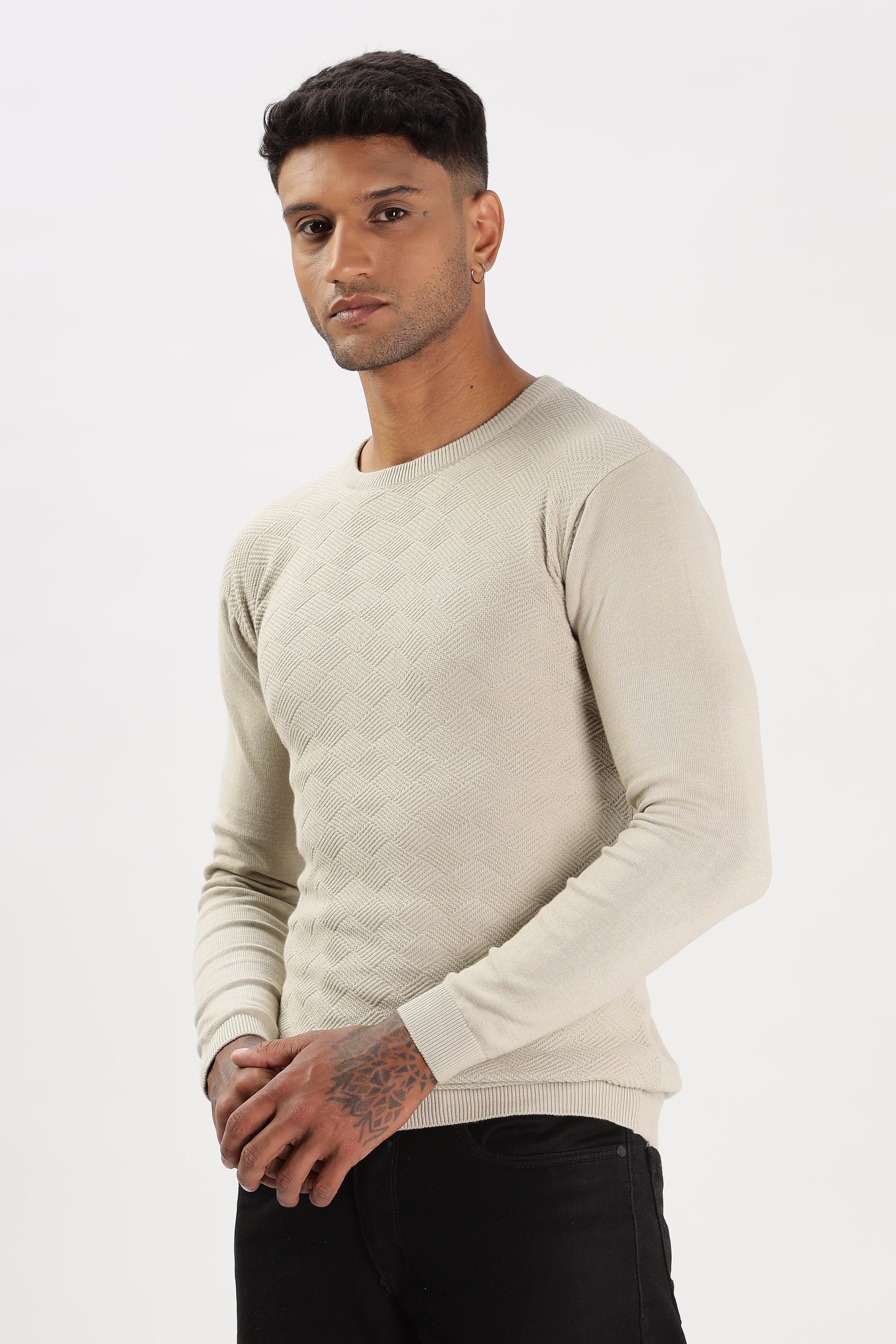 Color Hunt Men's Skin Full Sleeve Regular Fit Flat Knit