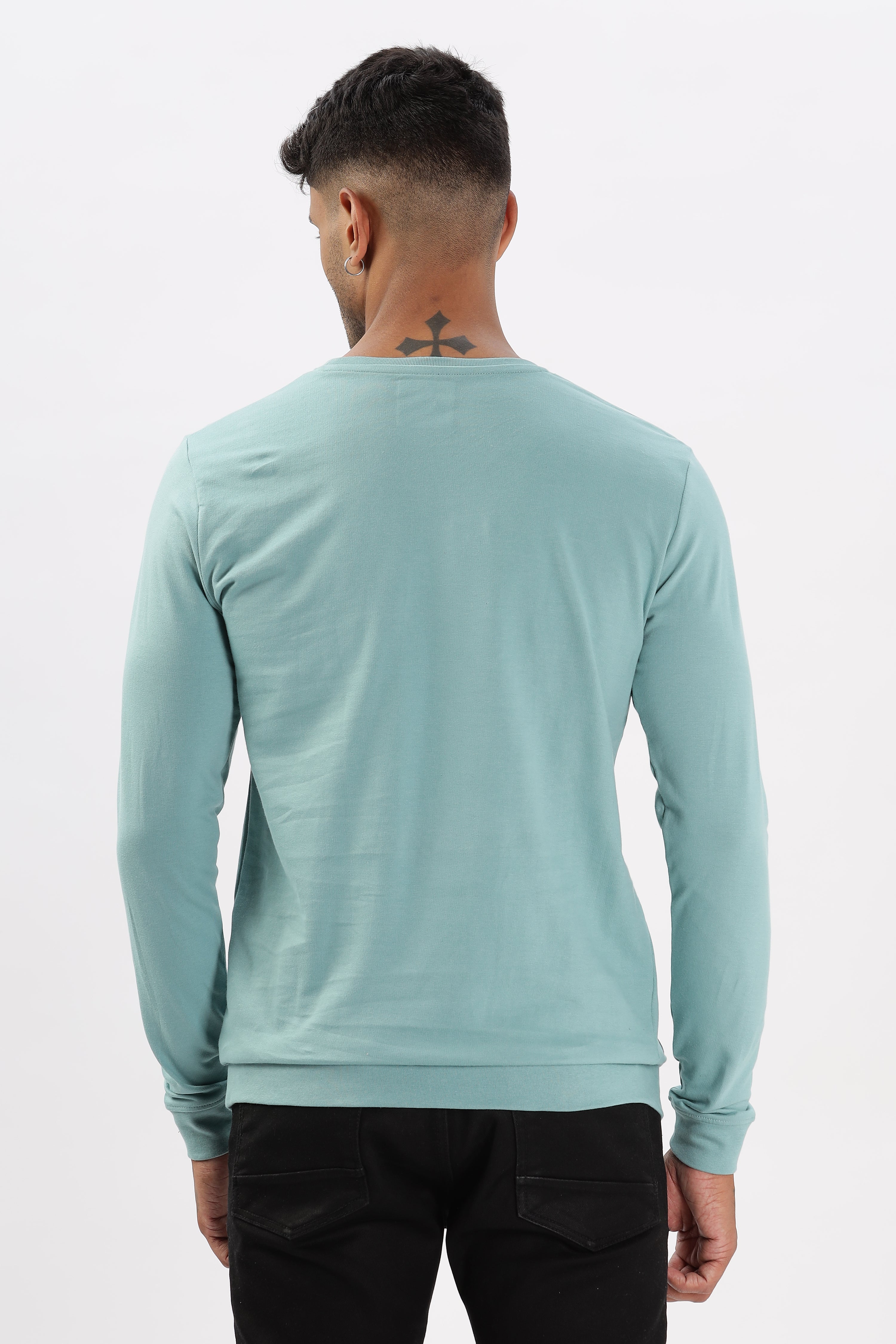 Color Hunt Men's Sea Green Full Sleeve Regular Fit Sweatshirt