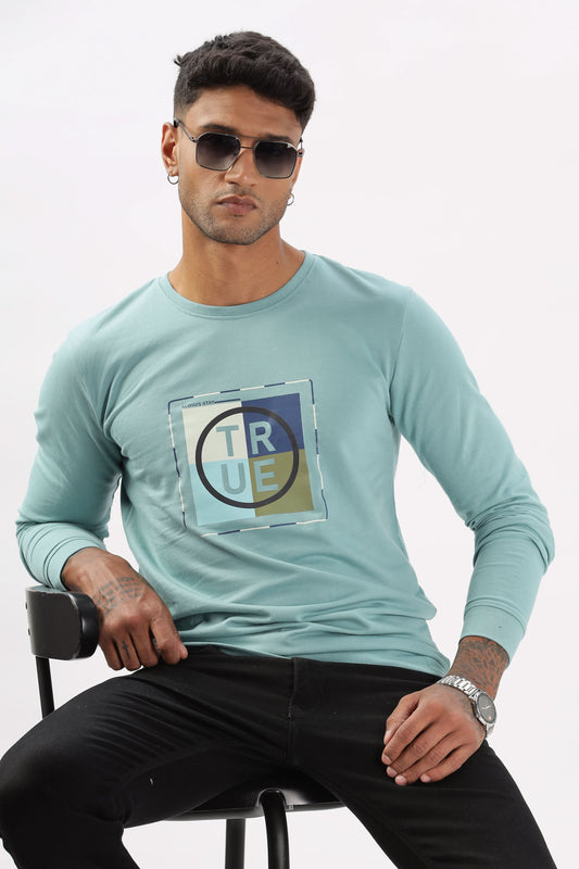 Color Hunt Men's Sea Green Full Sleeve Regular Fit Sweatshirt - Colorhunt