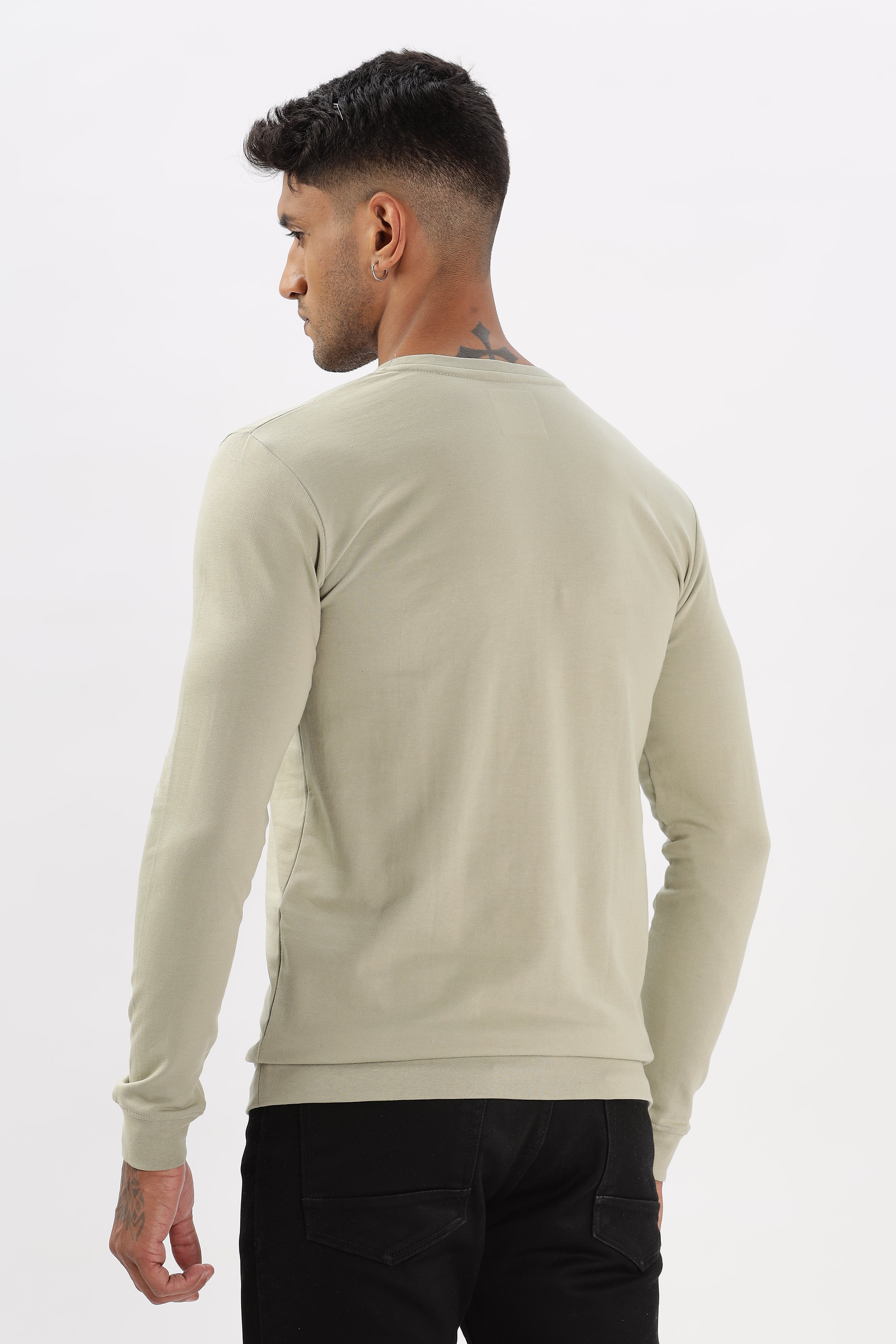 Color Hunt Men's Pista Green Full Sleeve Regular Fit Sweatshirt