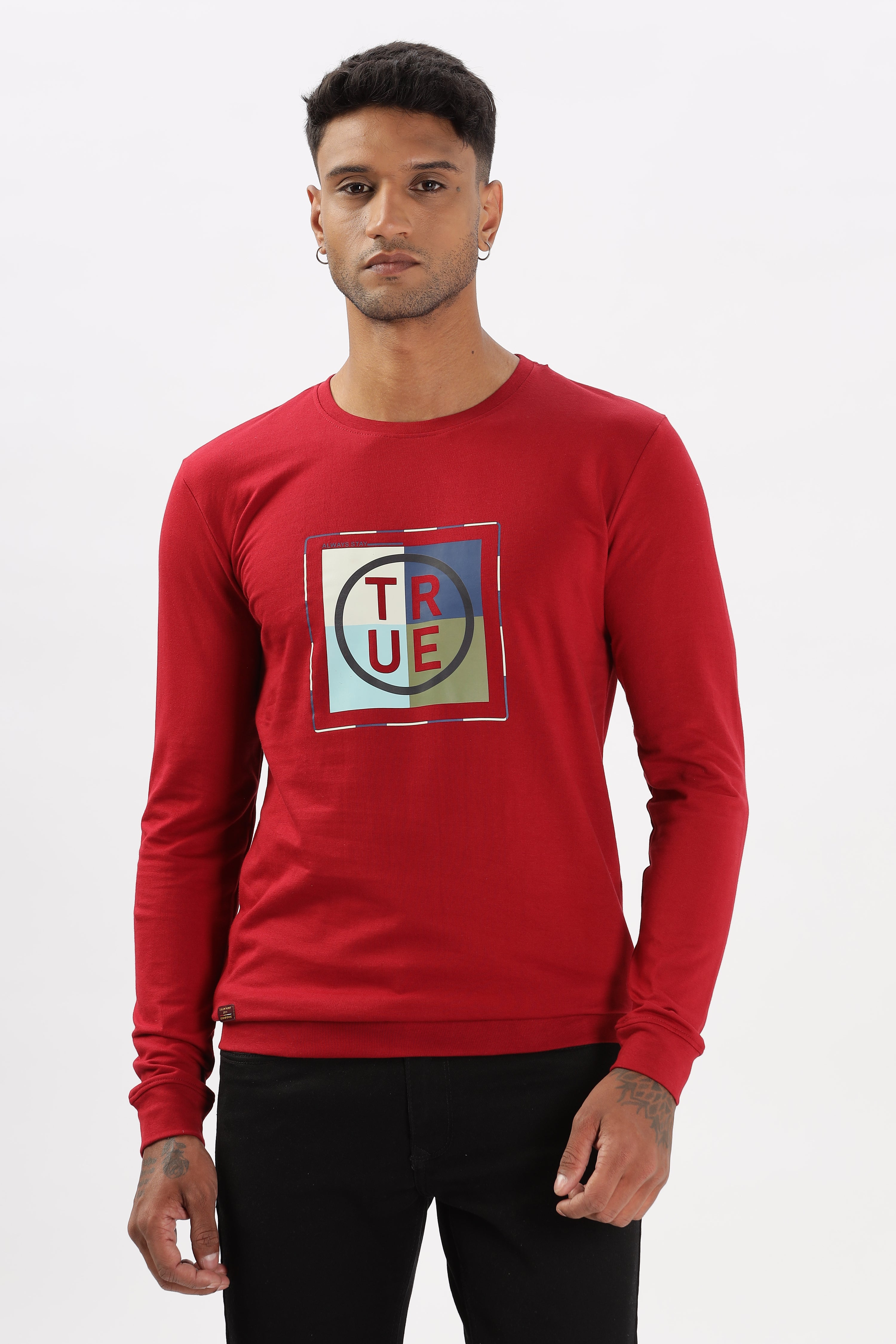 Color Hunt Men's Dark Red Full Sleeve Regular Fit Sweatshirt