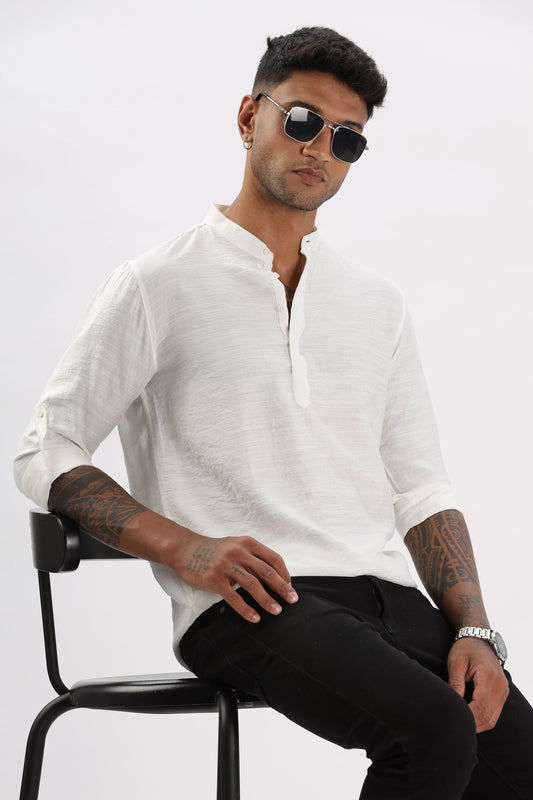 Color Hunt Men's White Full Sleeve Regular Fit Kurta - Colorhunt