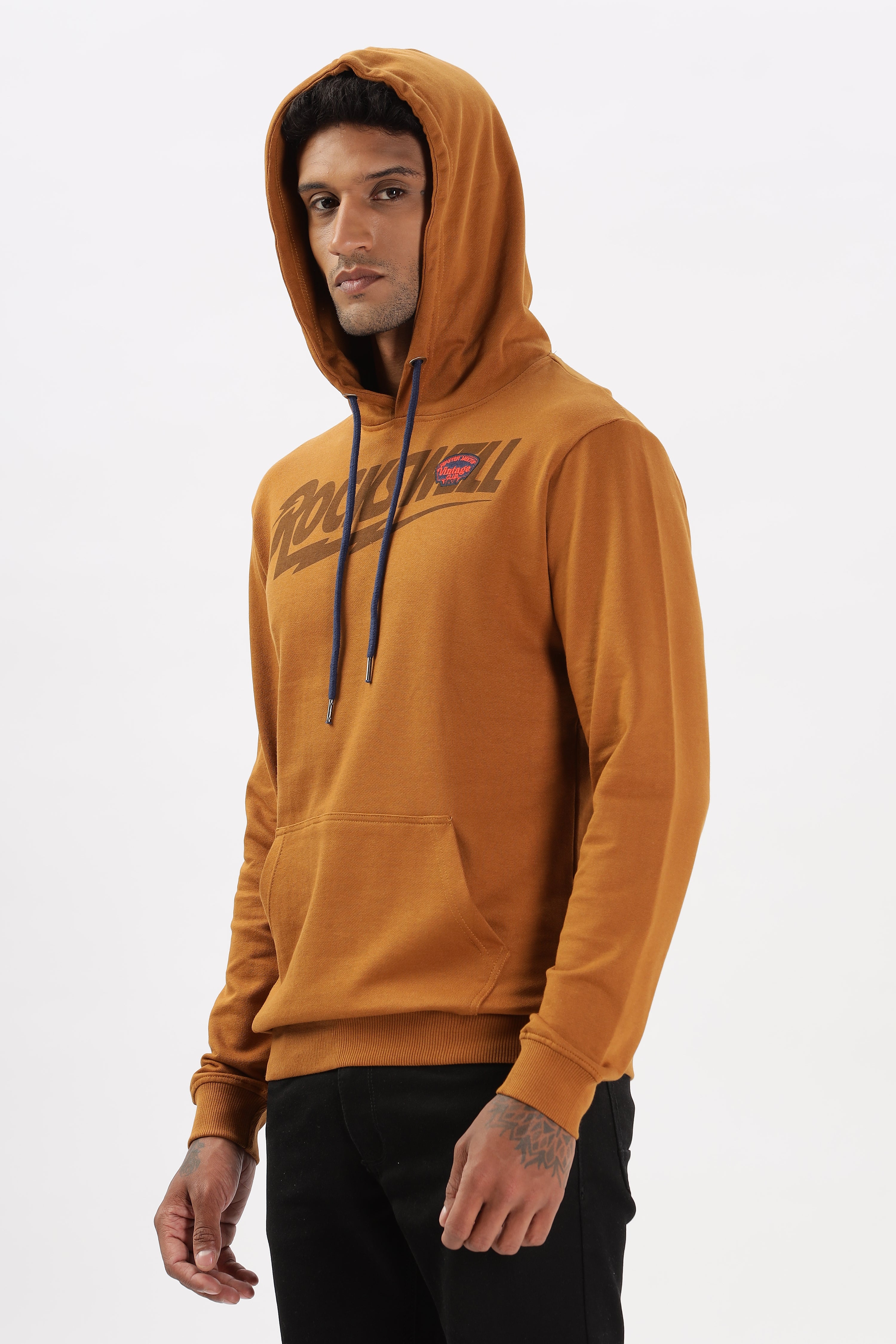 Color Hunt Men's Honey Brown Full Sleeve Regular Fit Hoodie