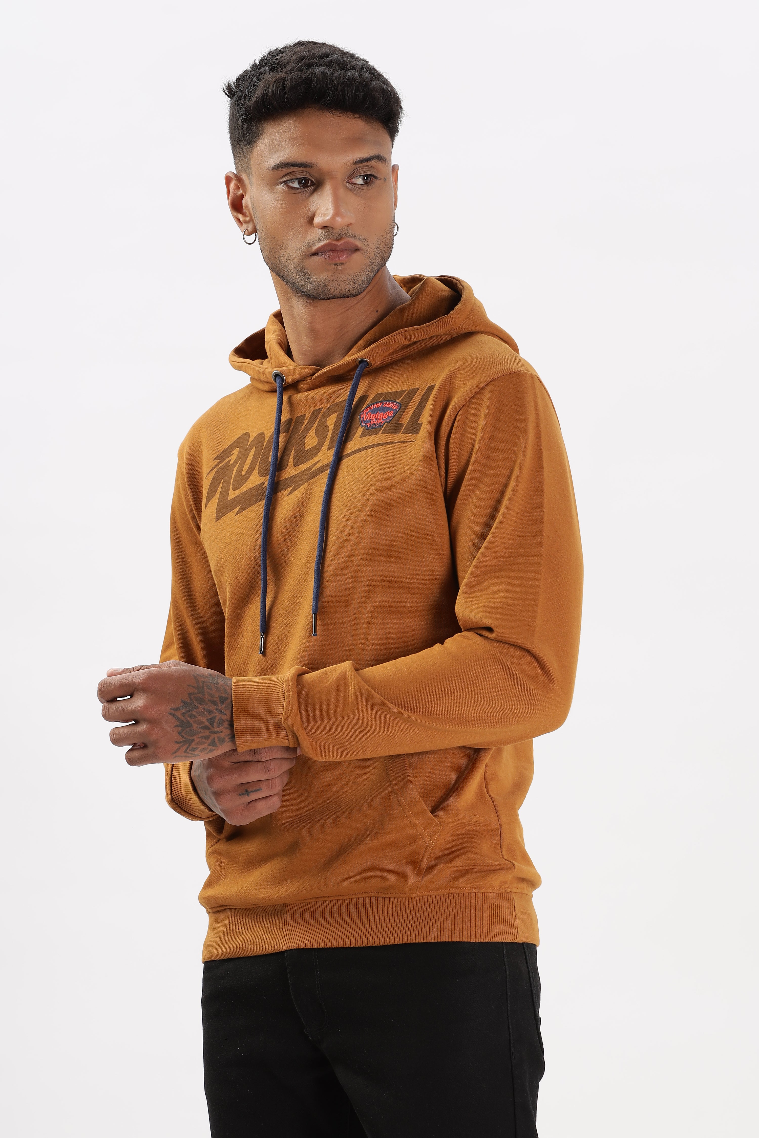 Color Hunt Men's Honey Brown Full Sleeve Regular Fit Hoodie