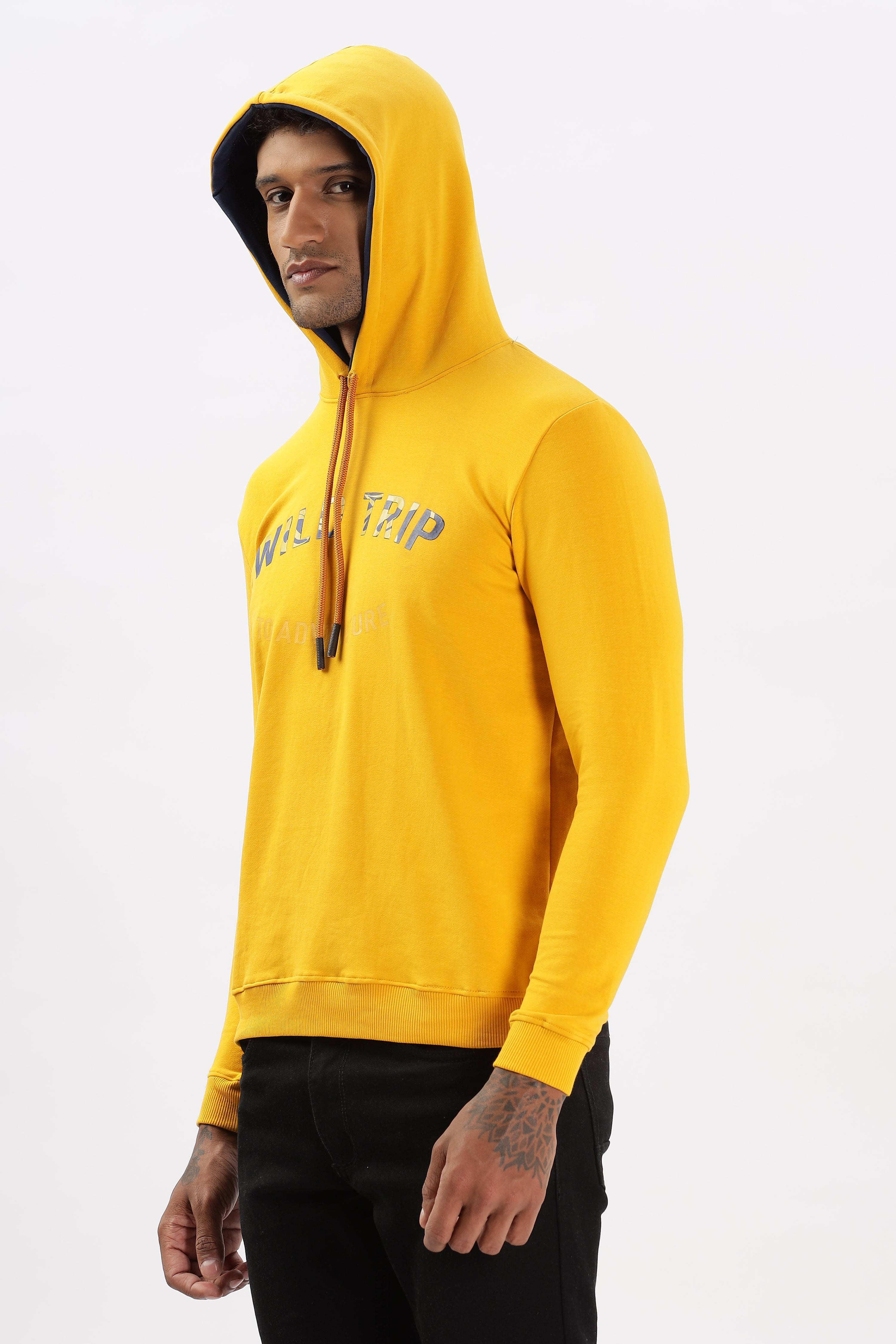 Color Hunt Men's Yellow Full Sleeve Regular Fit Hoodie