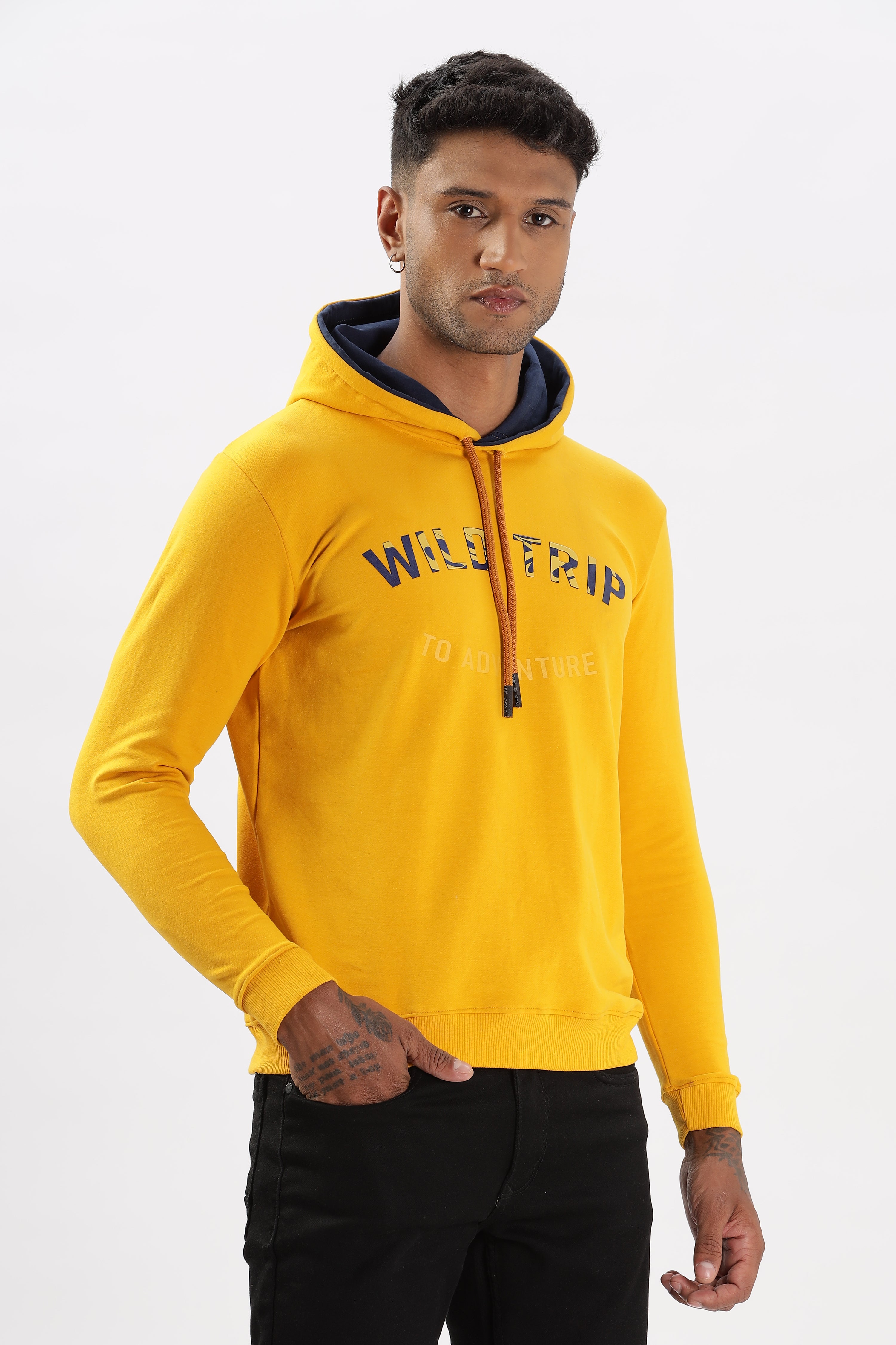 Color Hunt Men's Yellow Full Sleeve Regular Fit Hoodie