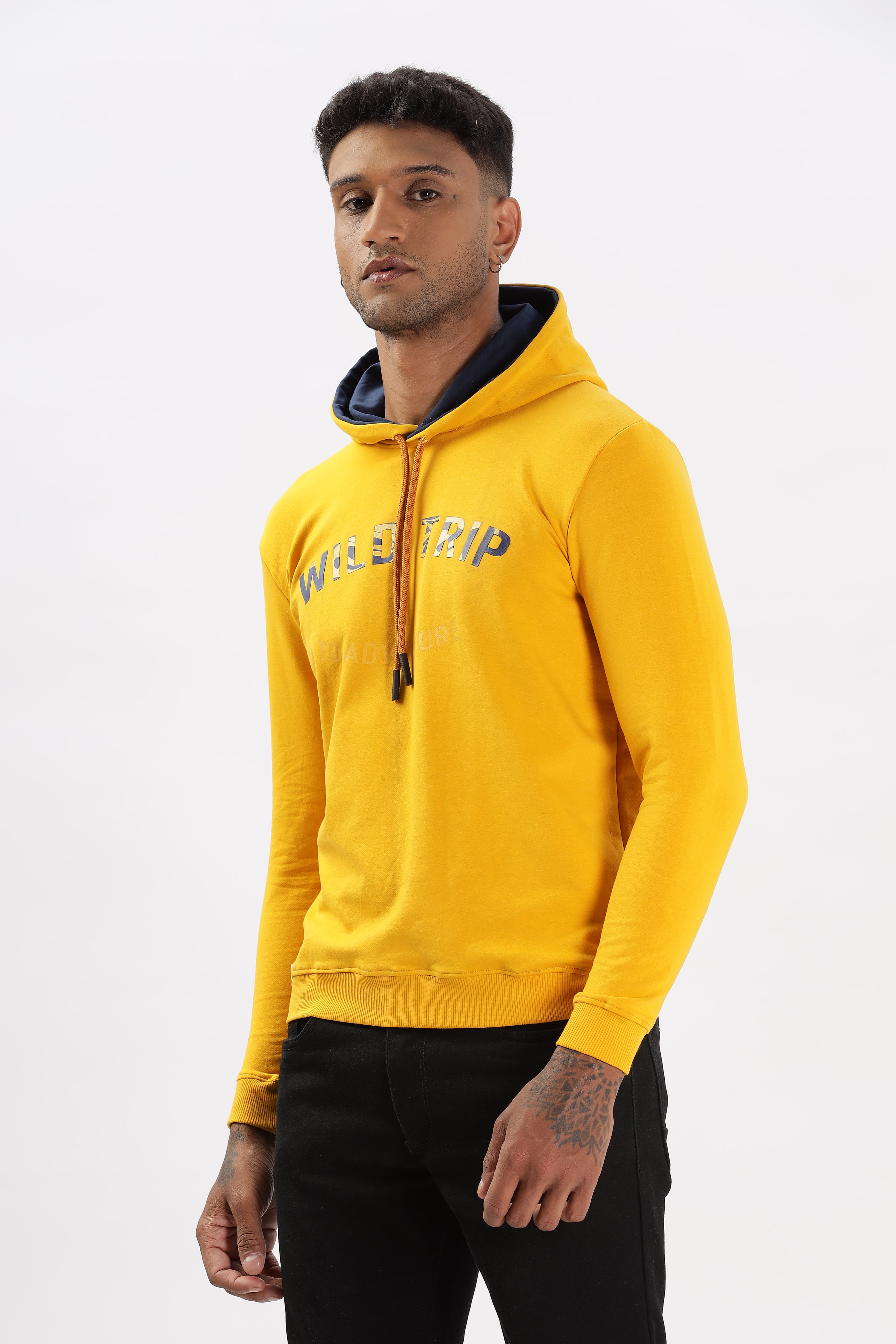 Color Hunt Men's Yellow Full Sleeve Regular Fit Hoodie