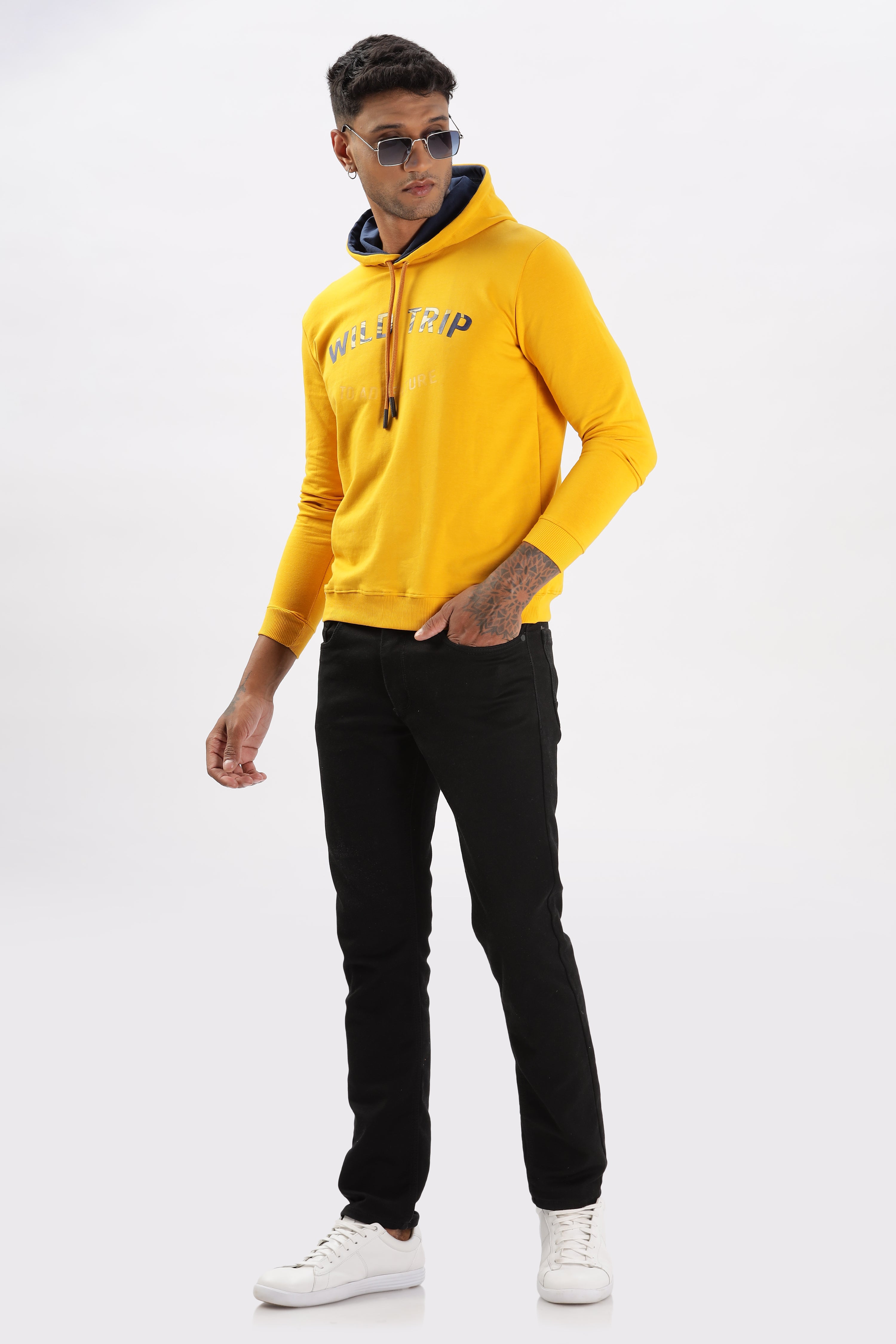 Color Hunt Men's Yellow Full Sleeve Regular Fit Hoodie