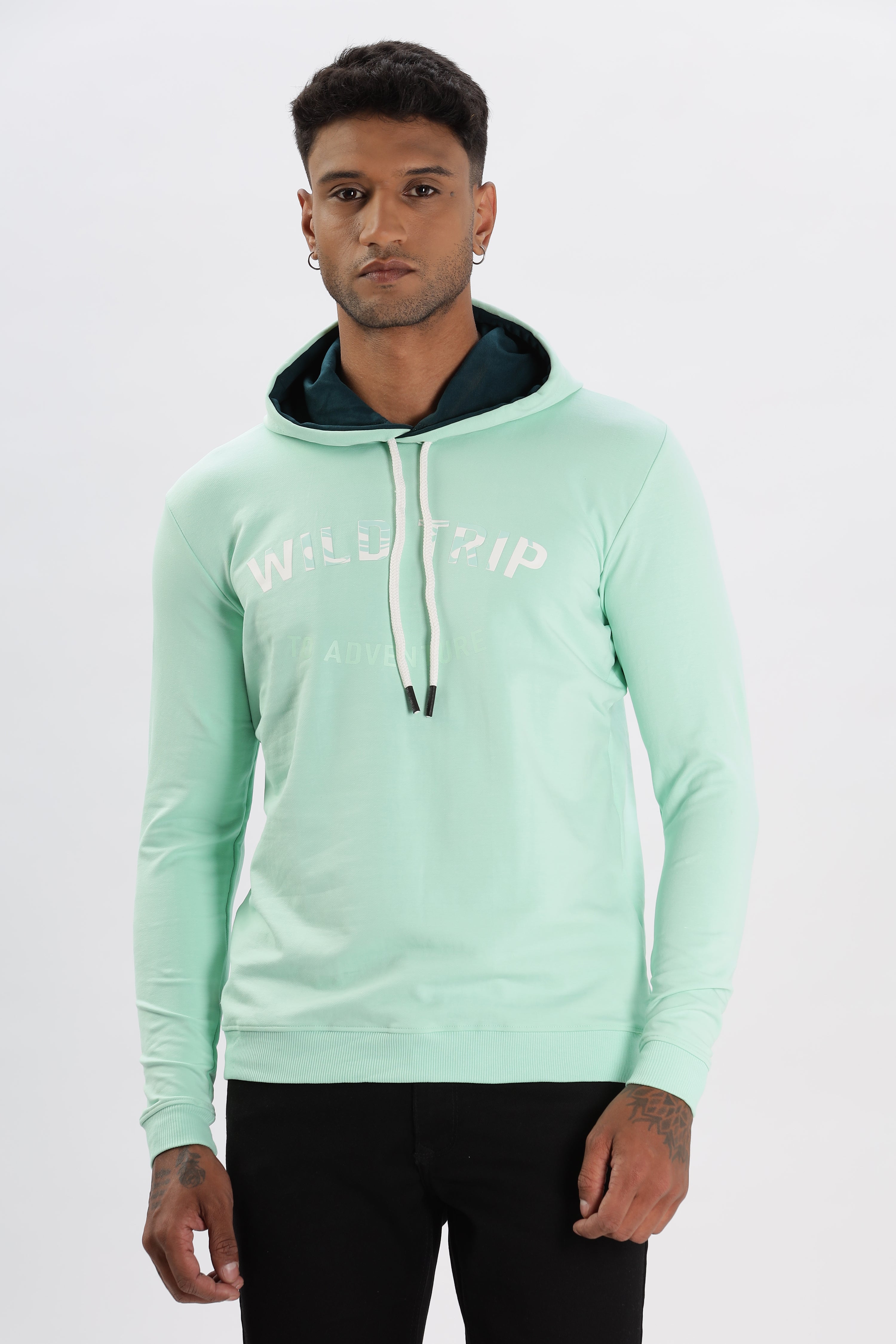 Color Hunt Men's Mint Green Full Sleeve Regular Fit Hoodie