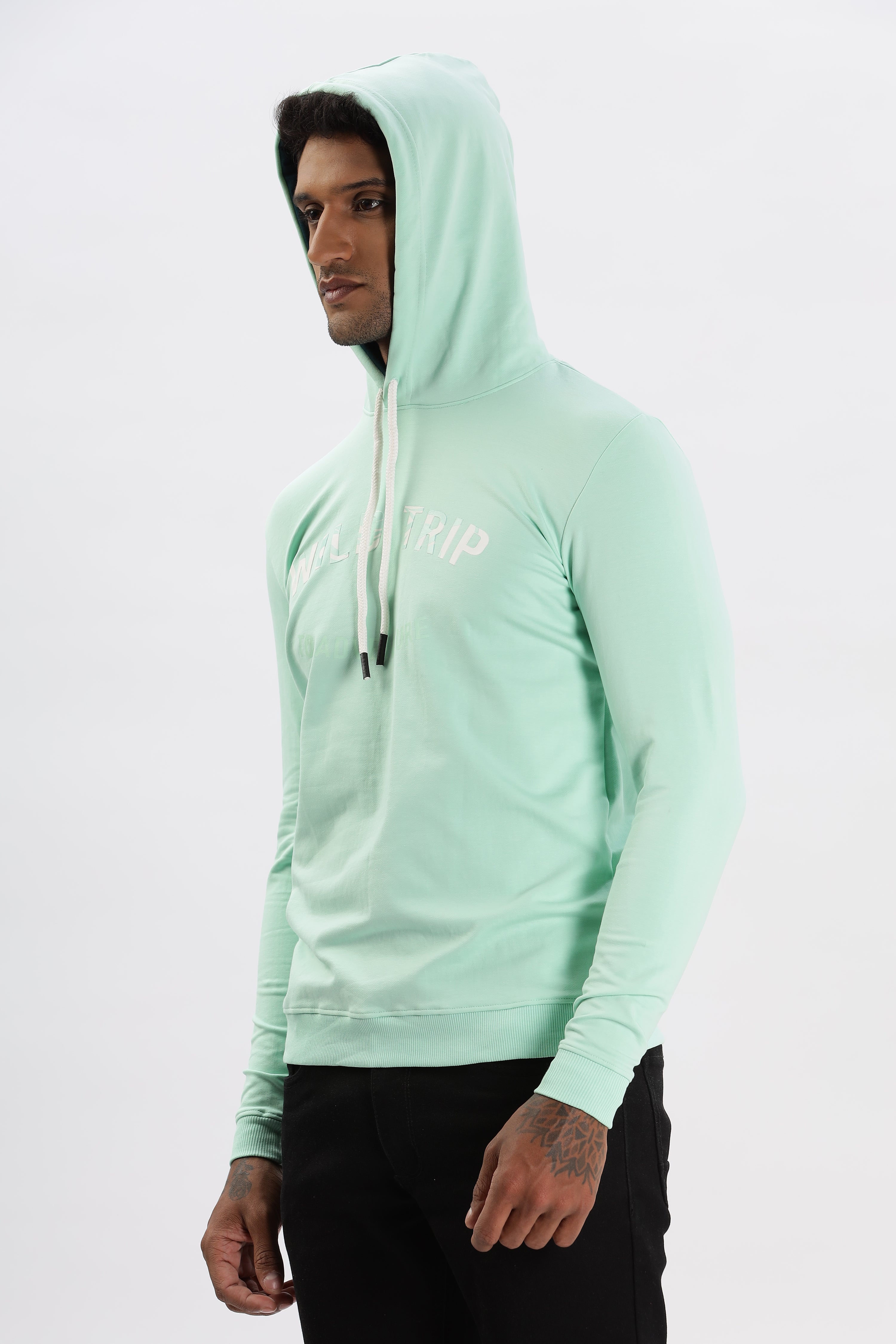 Color Hunt Men's Mint Green Full Sleeve Regular Fit Hoodie