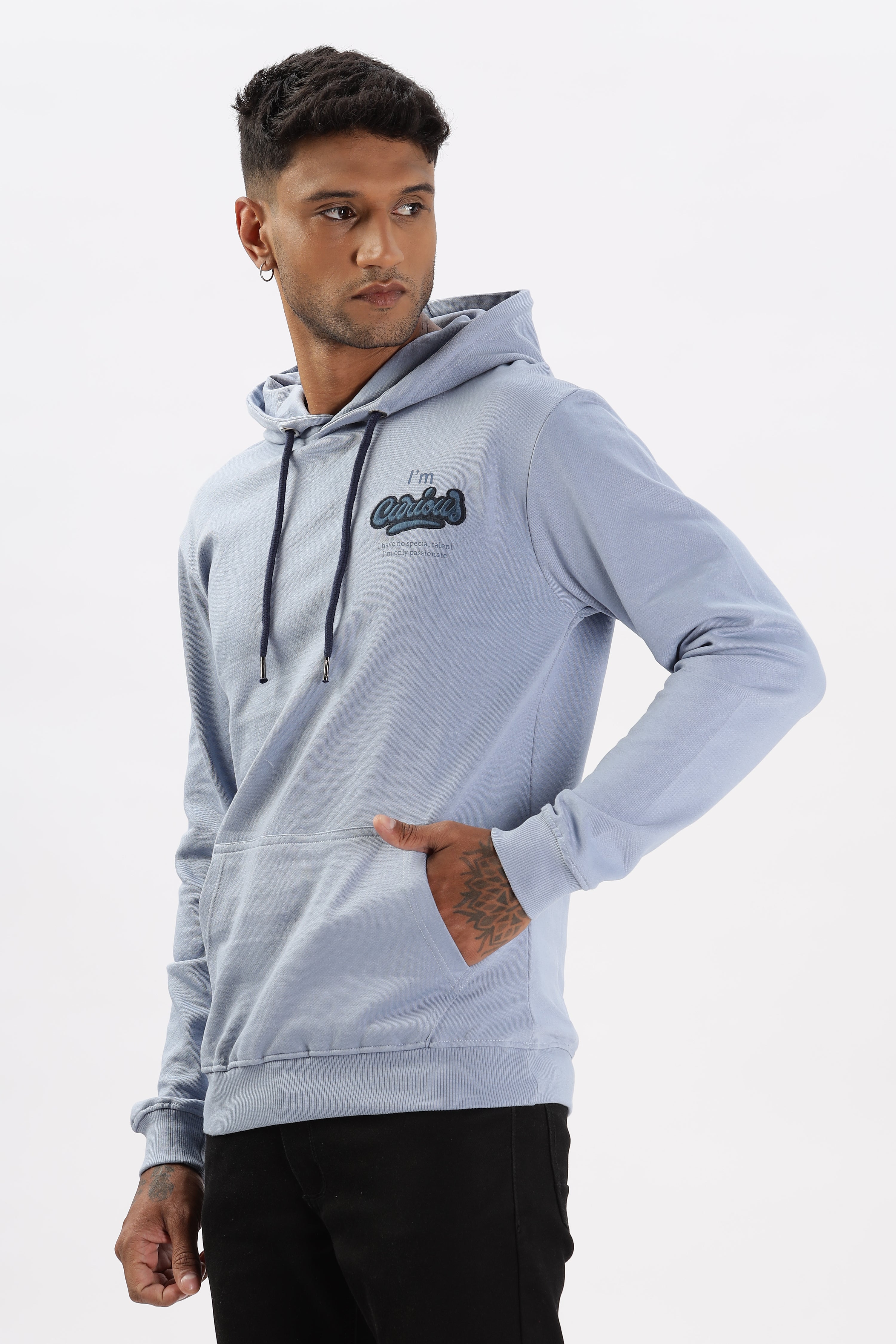 Color Hunt Men's Light Blue Full Sleeve Regular Fit Hoodie