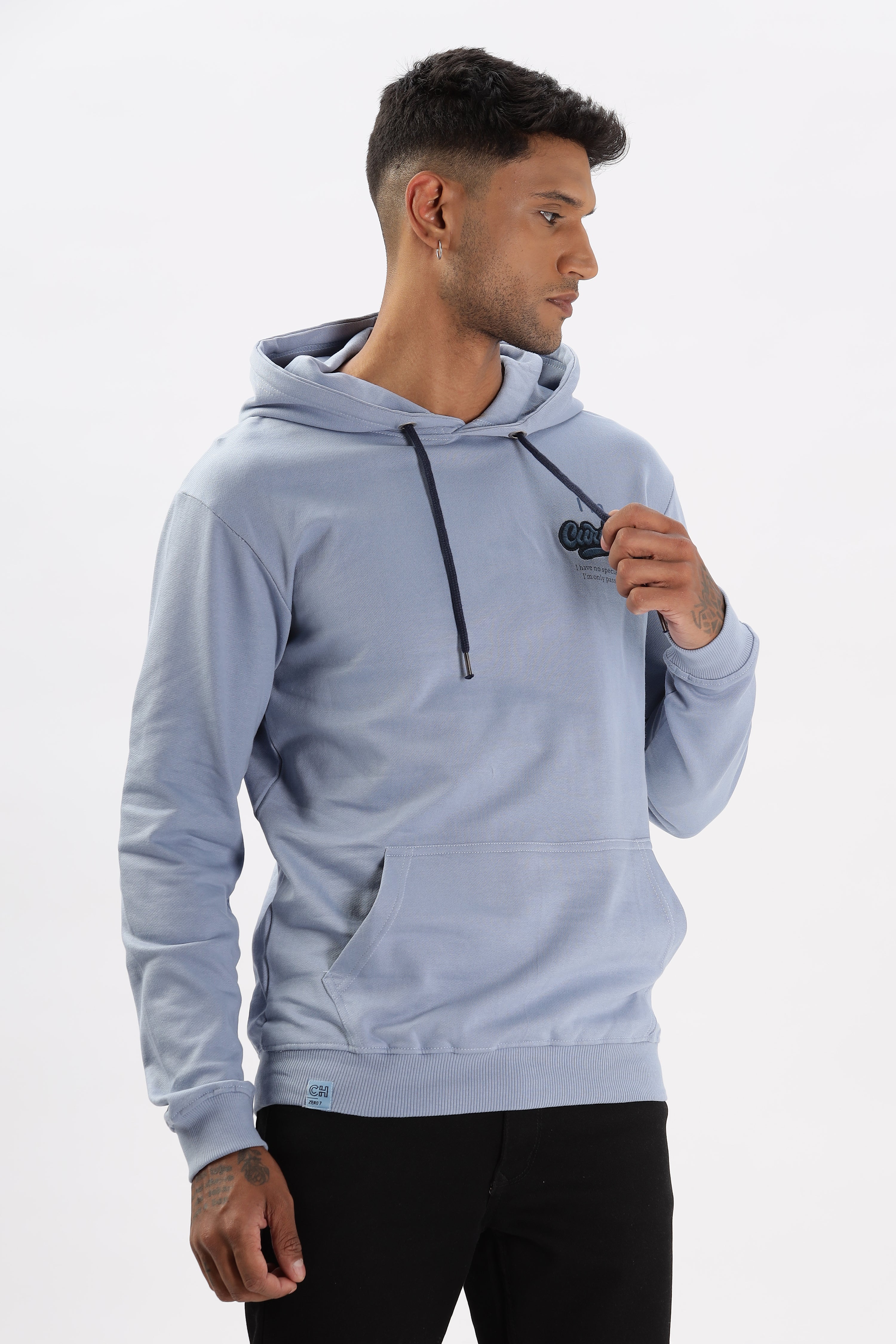 Color Hunt Men's Light Blue Full Sleeve Regular Fit Hoodie