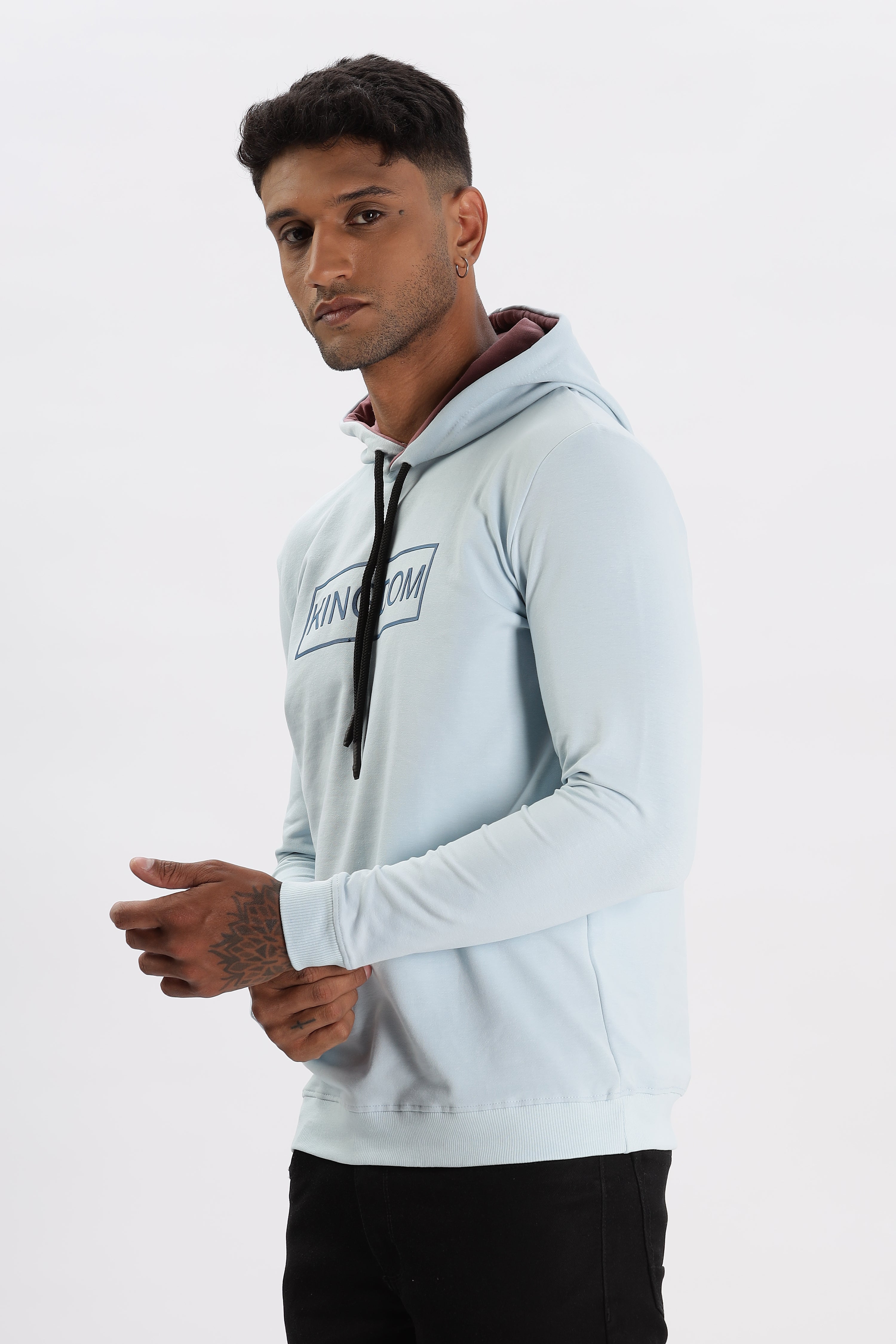 Color Hunt Men's Light Blue Full Sleeve Regular Fit Hoodie