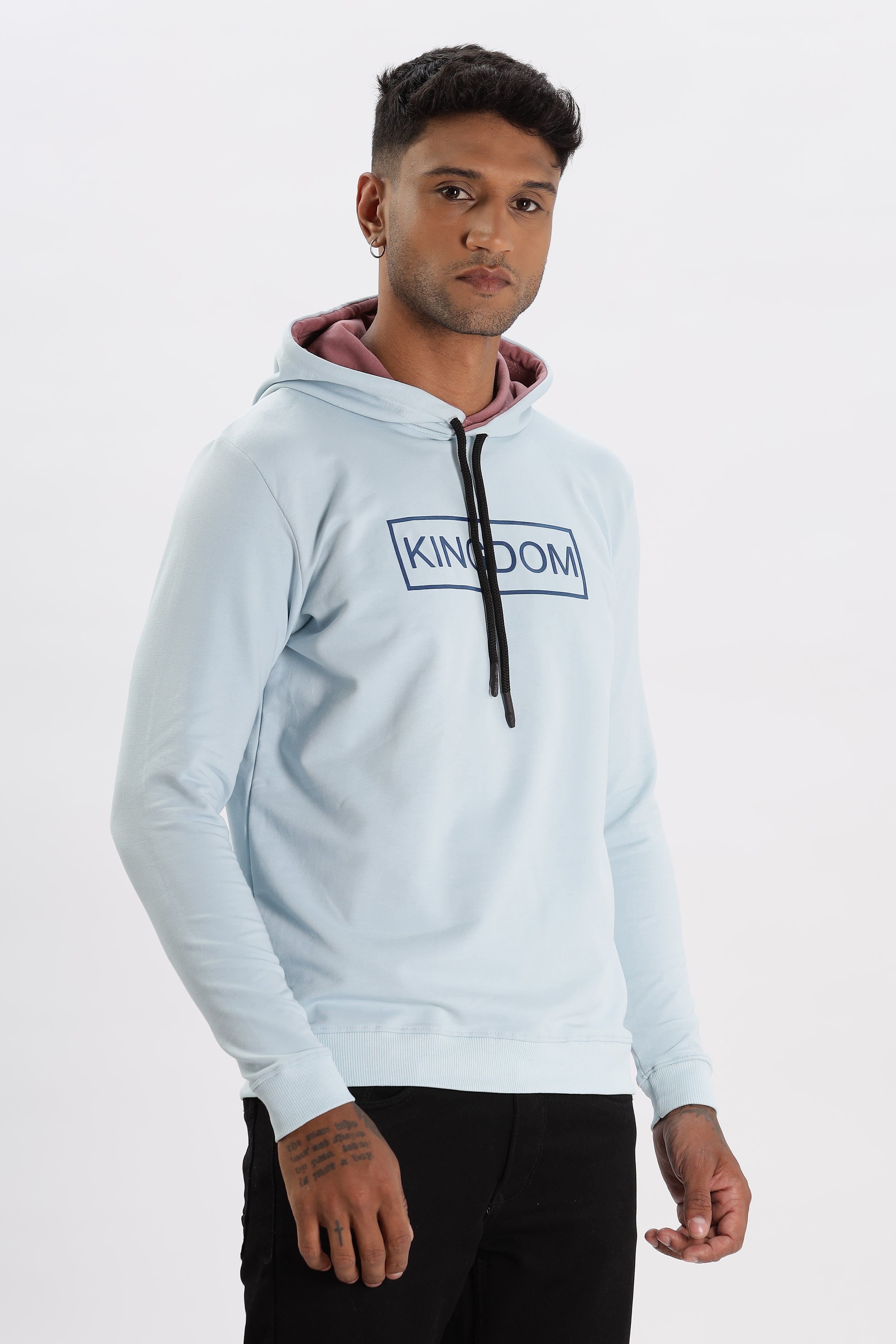 Color Hunt Men's Light Blue Full Sleeve Regular Fit Hoodie