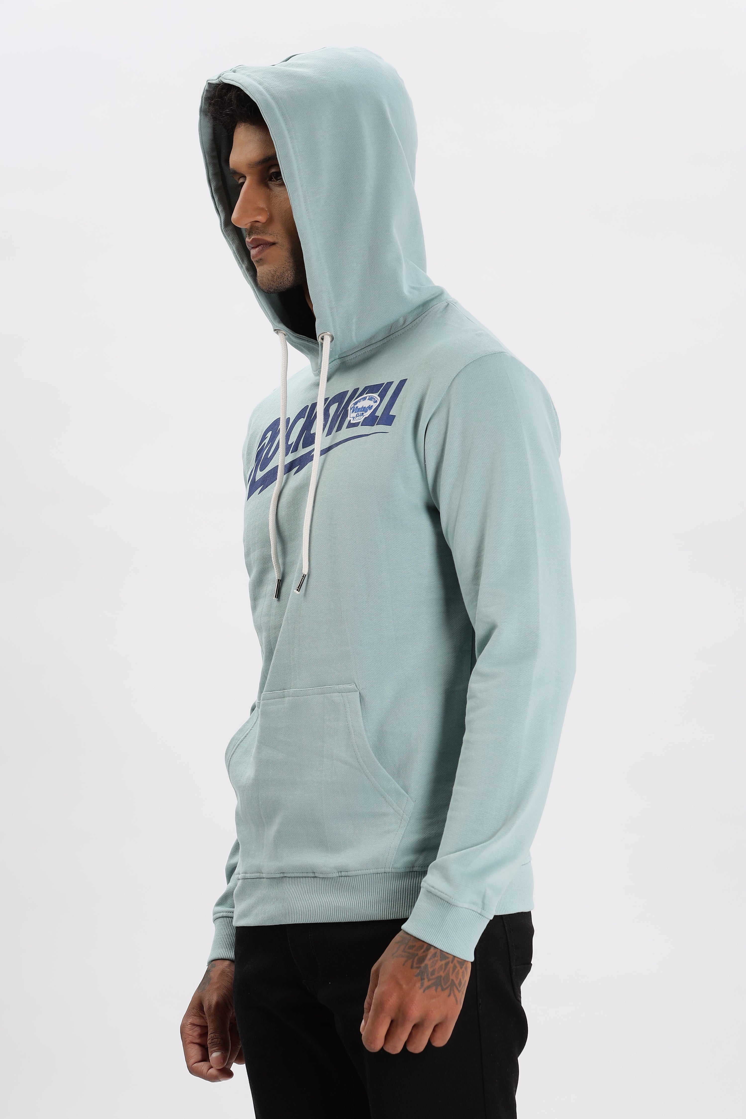 Color Hunt Men's Light Blue/Sea Blue Full Sleeve Regular Fit Hoodie