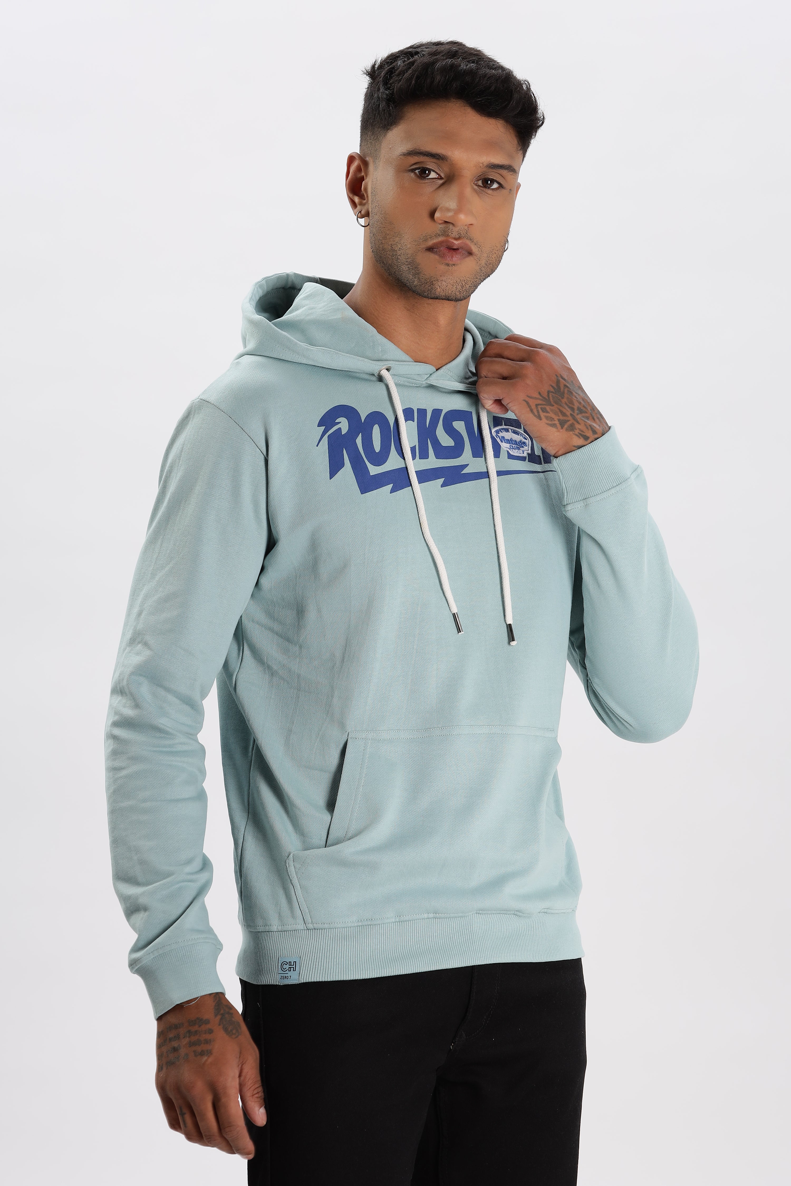 Color Hunt Men's Light Blue/Sea Blue Full Sleeve Regular Fit Hoodie