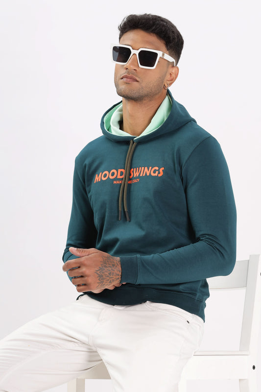 Color Hunt Men's Teal Full Sleeve Regular Fit Hoodie - Colorhunt