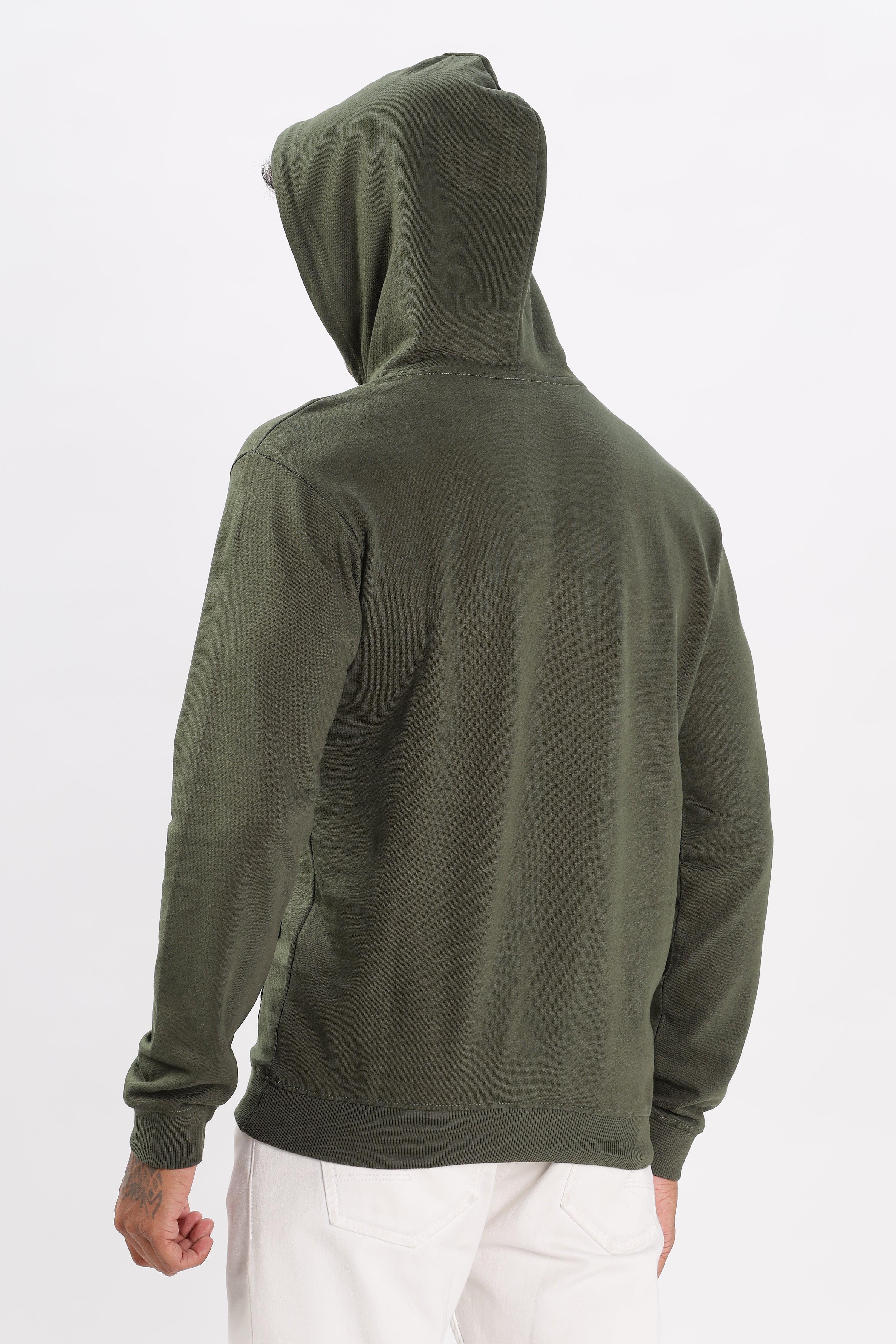 Color Hunt Men's Olive Dark Green Full Sleeve Regular Fit Hoodie