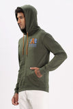 Color Hunt Men's Olive Dark Green Full Sleeve Regular Fit Hoodie - Colorhunt